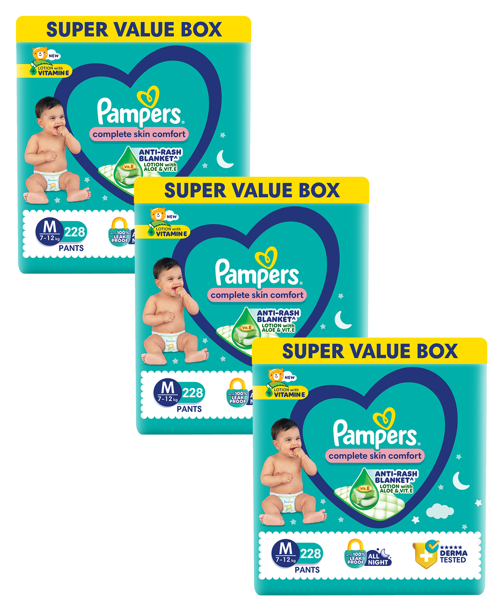 Pampers All Round Protection Pant Style Baby Diapers, Medium (M), 228 Count, 7-12kg, Anti-rash blanket, 360 degree Lotion with Aloe Vera(Pack of 3)-picture-39