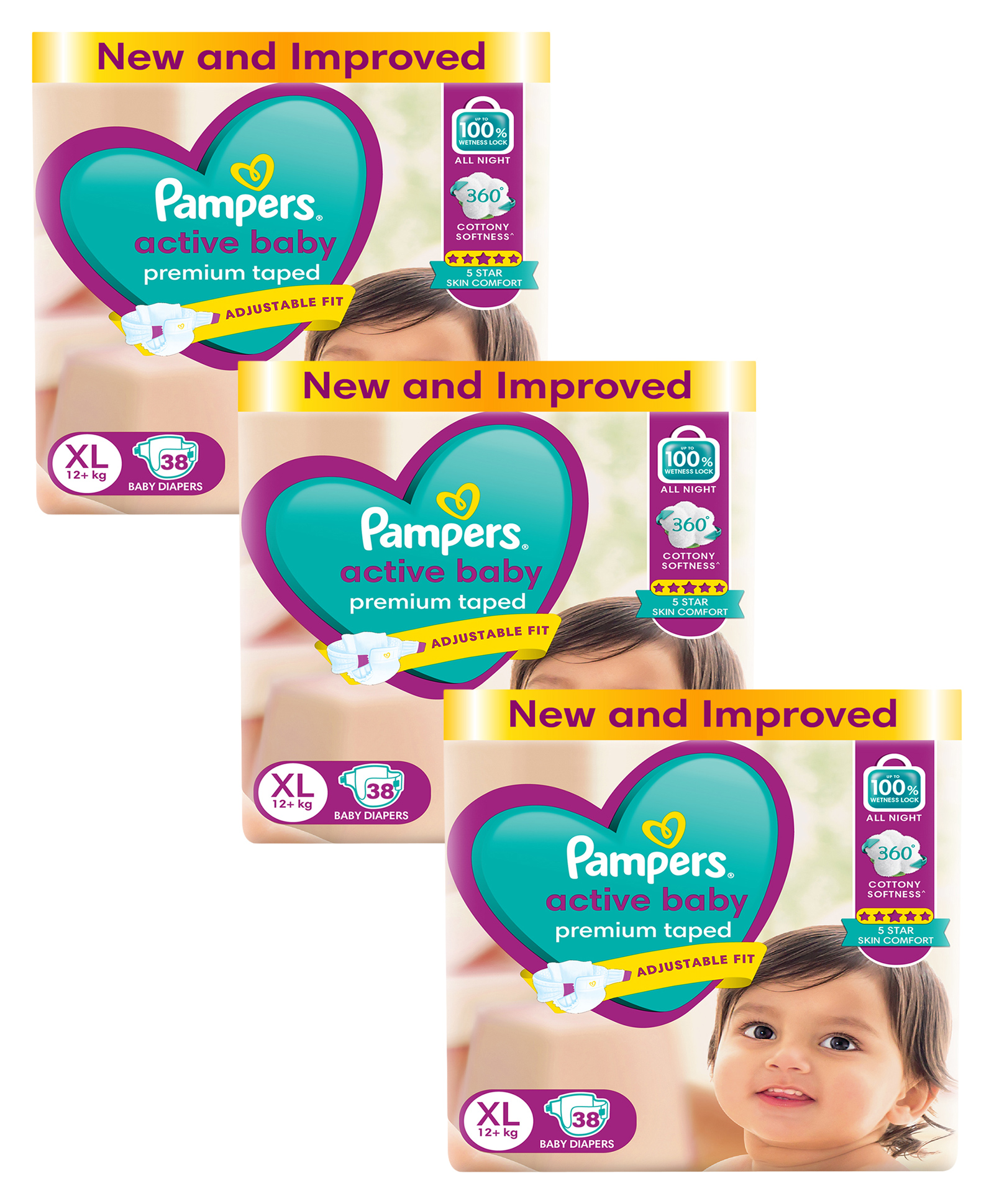 Pampers Active Baby Taped Diapers Extra Large - 38 Pieces(Pack of 3)-picture-37