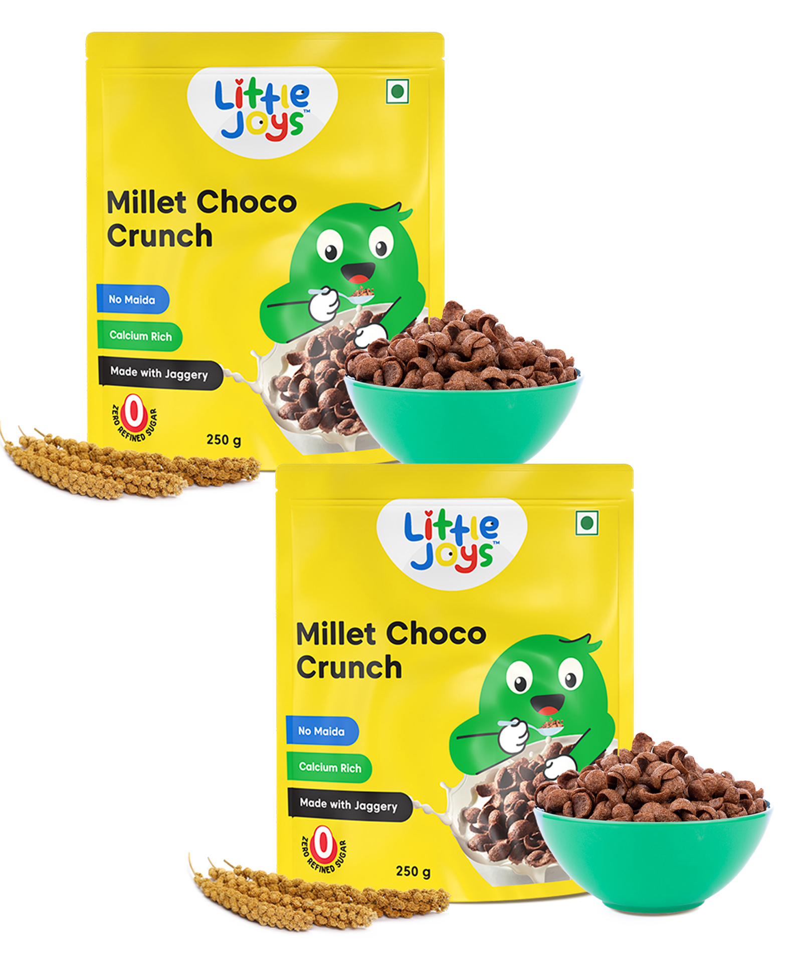 Little Joys Millet Choco Crunch with Multigrain Chocolate Breakfast Cereal with No Maida & Preservatives - 250 g (Pack of 2)-picture-11