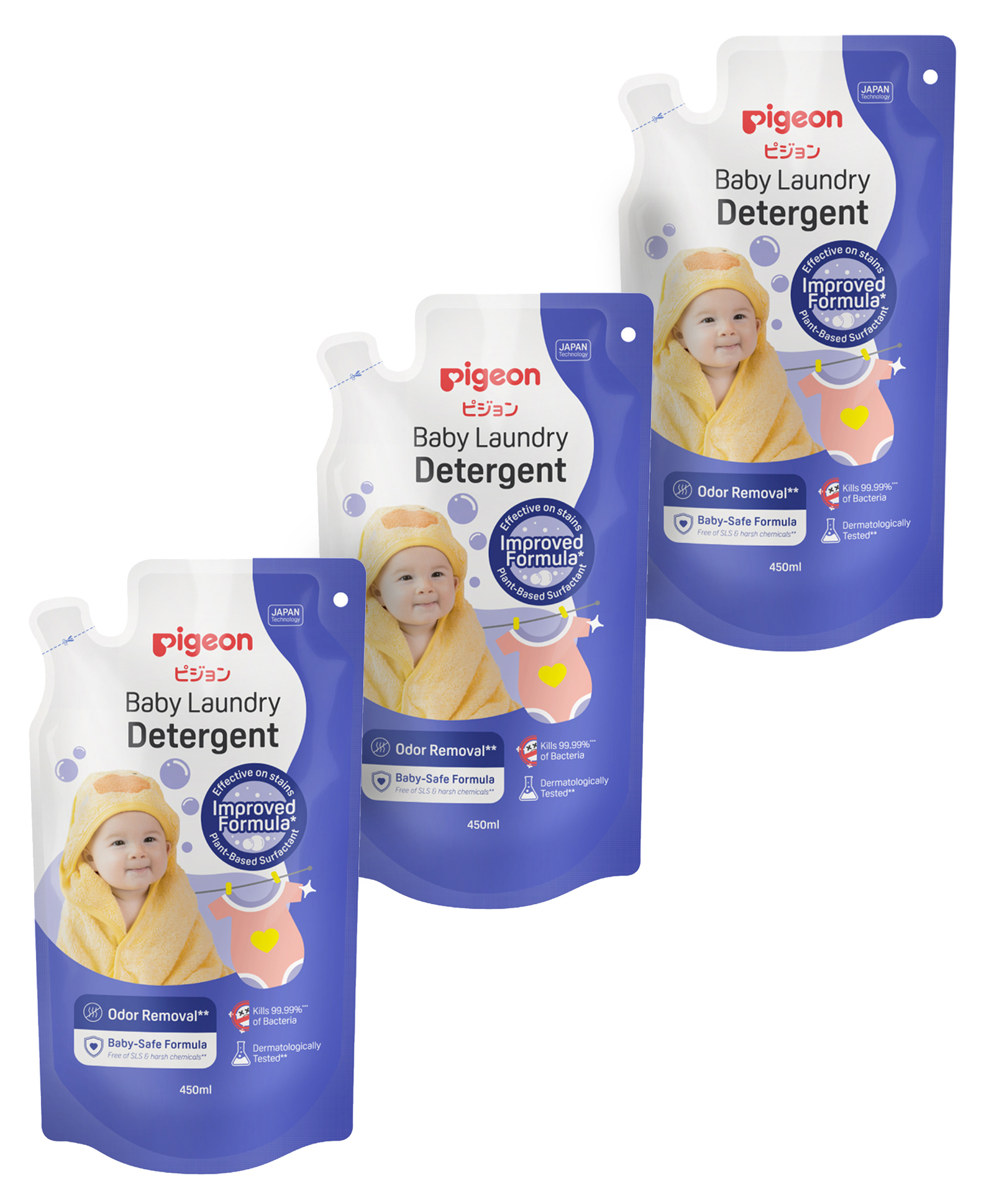Pigeon Plant Based Surfactant Liquid Laundry Detergent Refill Pack - 450 ml Pack of 3-image-30