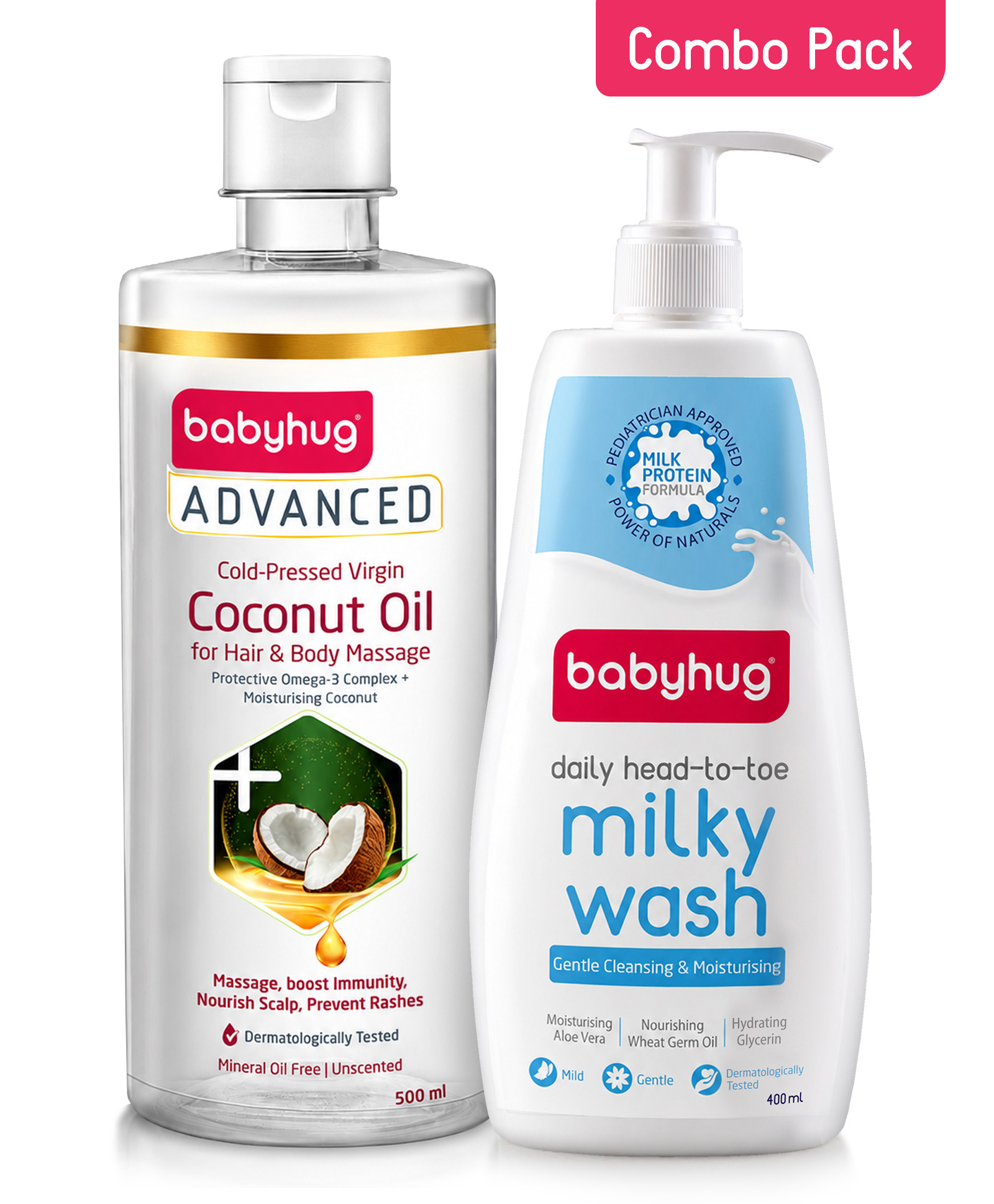 BabyhugHead To Toe Milky Wash - 400 ml & BabyhugAdvanced Cold-Pressed Virgin Coconut Oil - 500 ml-image-46