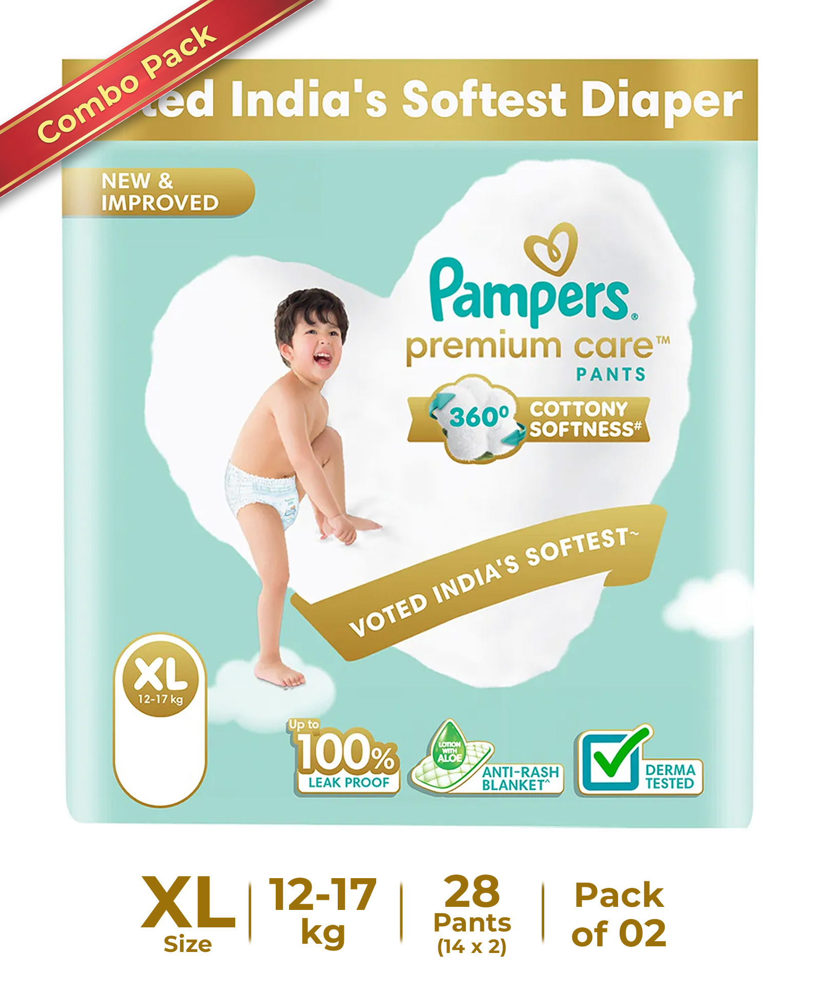 Pampers Premium Care Pants Baby Diapers (XL) Size - 14 Pieces(Pack of 2)-picture-11