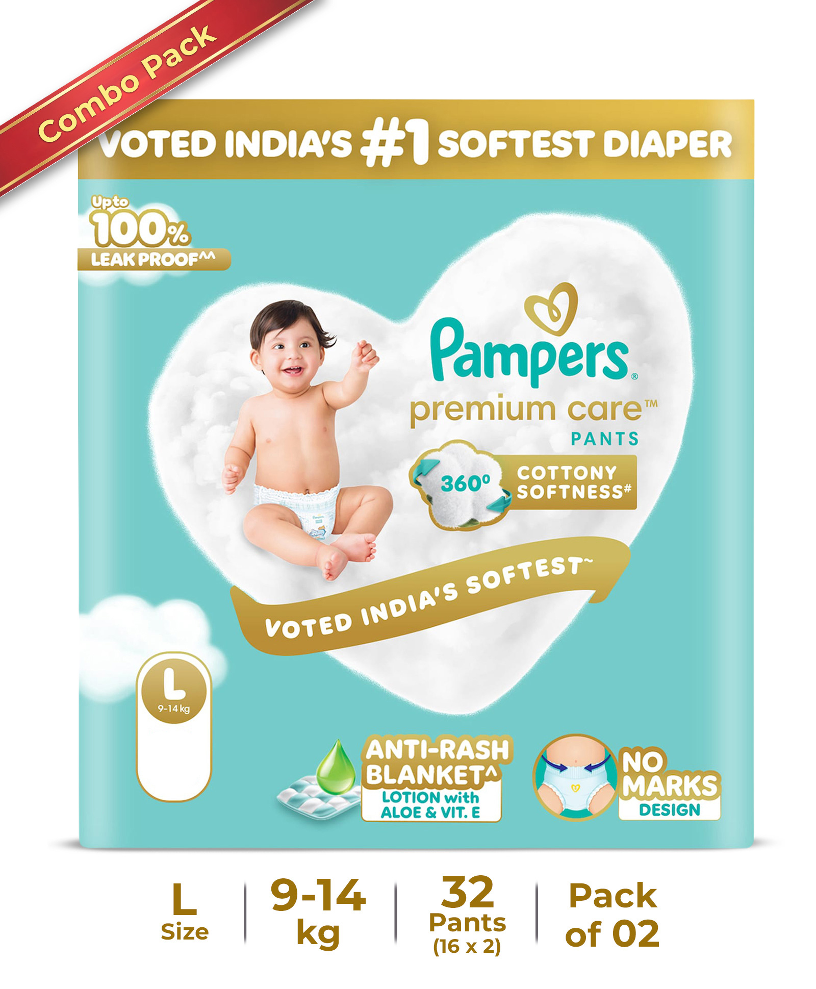 Pampers Premium Care Pants Baby Diapers (L) Size - 16 Pieces(Pack of 2)-picture-27