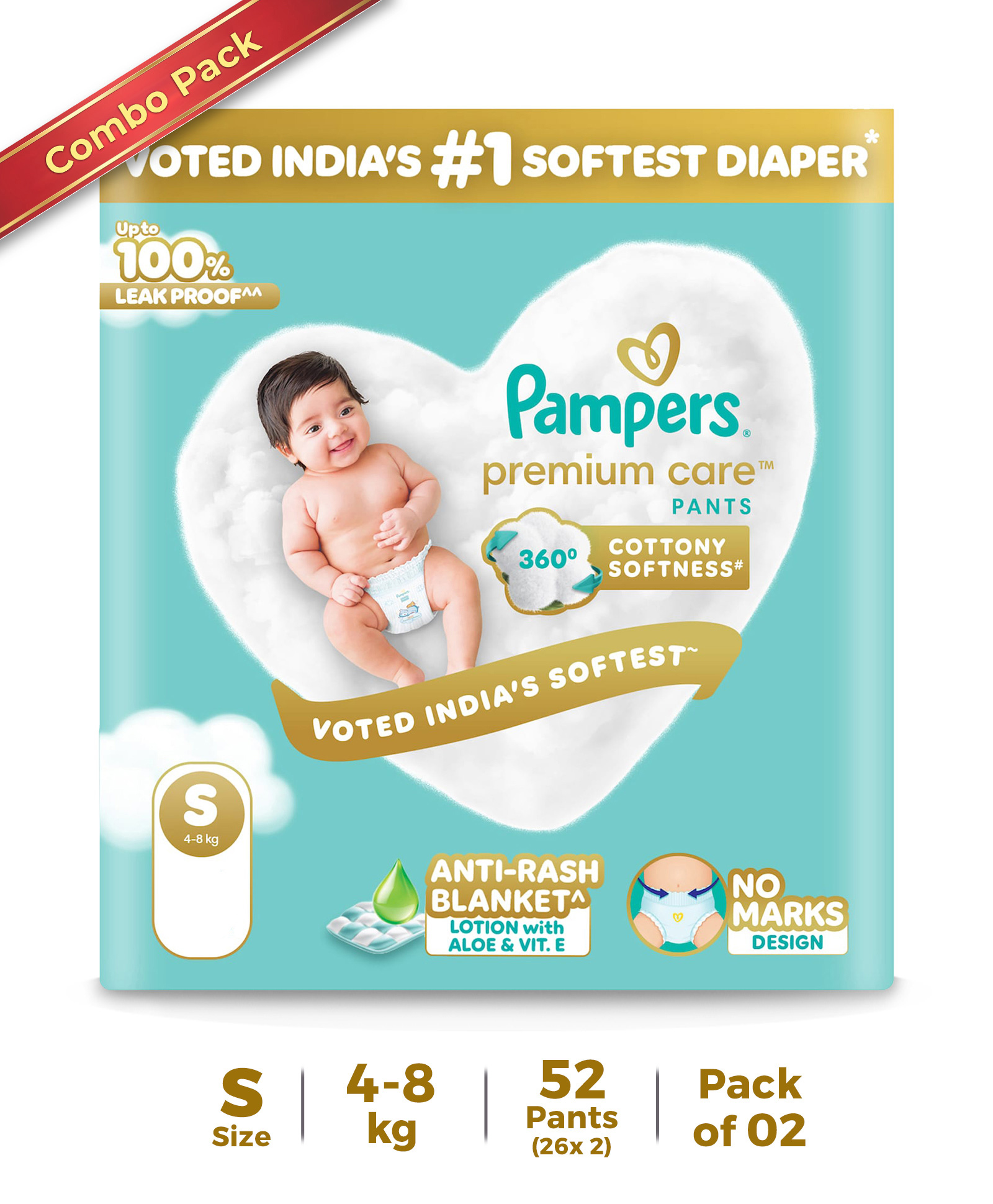 Pampers Premium Care Pants Baby Diapers (S) Size - 26 Pieces(Pack of 2)-picture-28