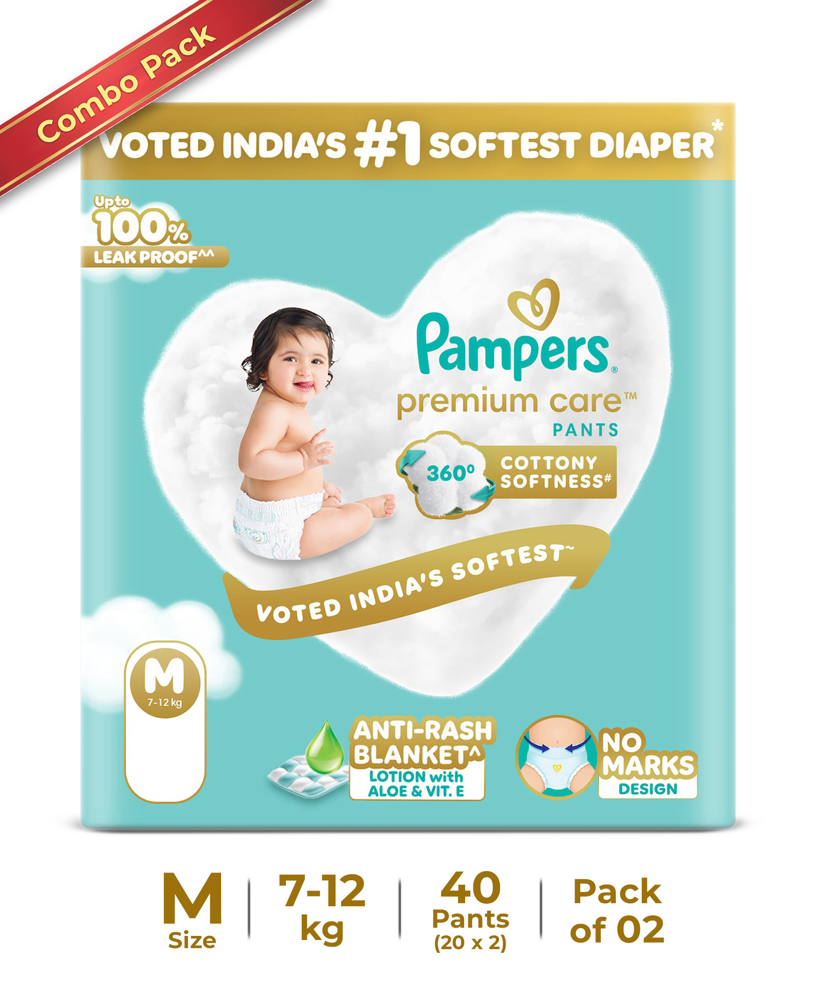 Pampers Premium Care Pants Baby Diapers (M) Size - 20 Pieces(Pack of 2)-picture-24
