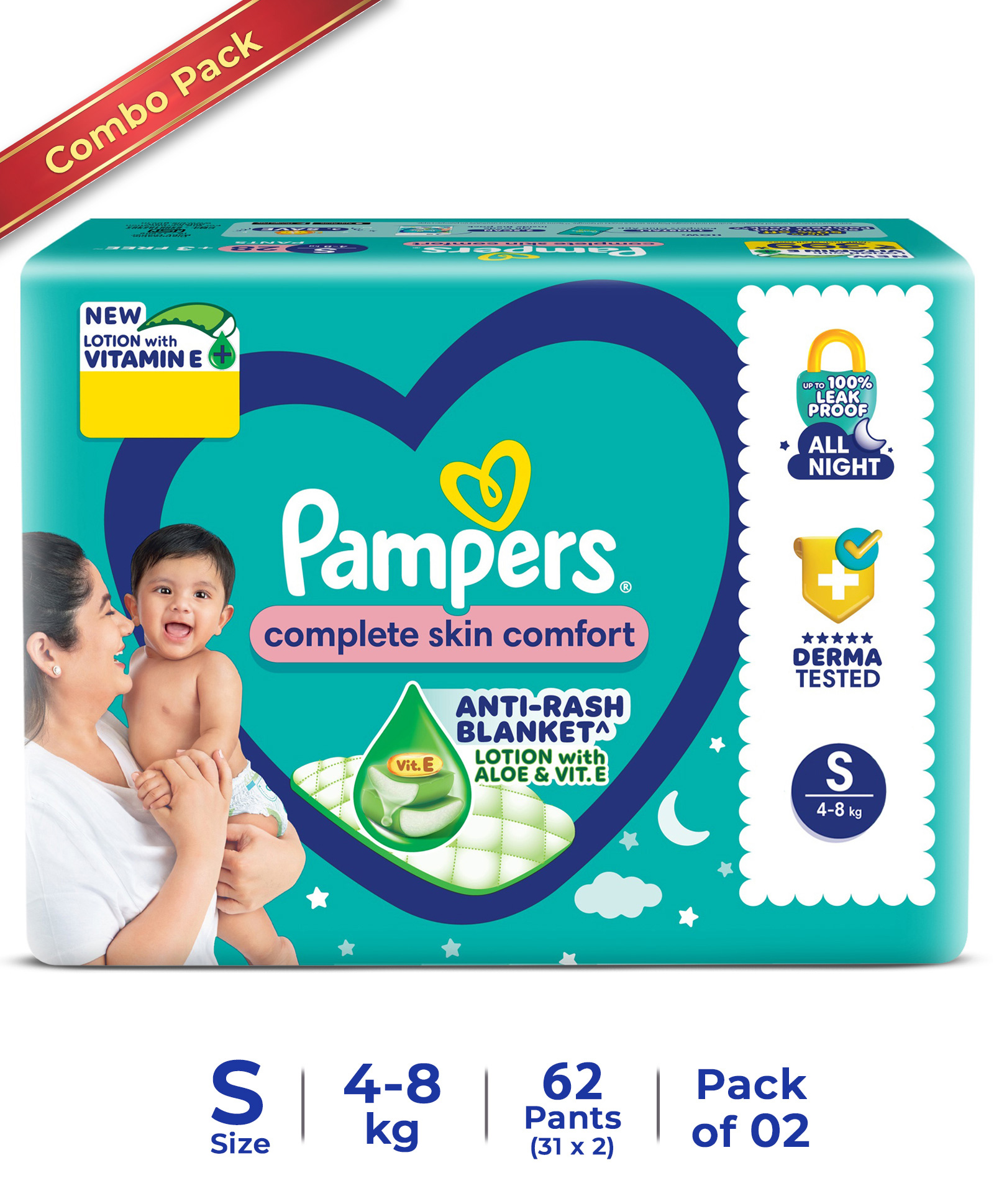 Pampers All round Protection Diaper Pants with Anti-rash blanket Small (S) Size - 31 Pieces(Pack of 2)-picture-44
