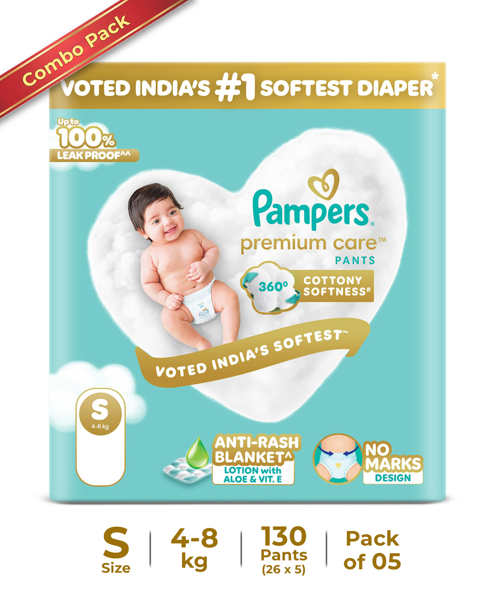 Pampers Premium Care Pants Baby Diapers (S) Size - 26 Pieces(Pack of 5)-picture-28