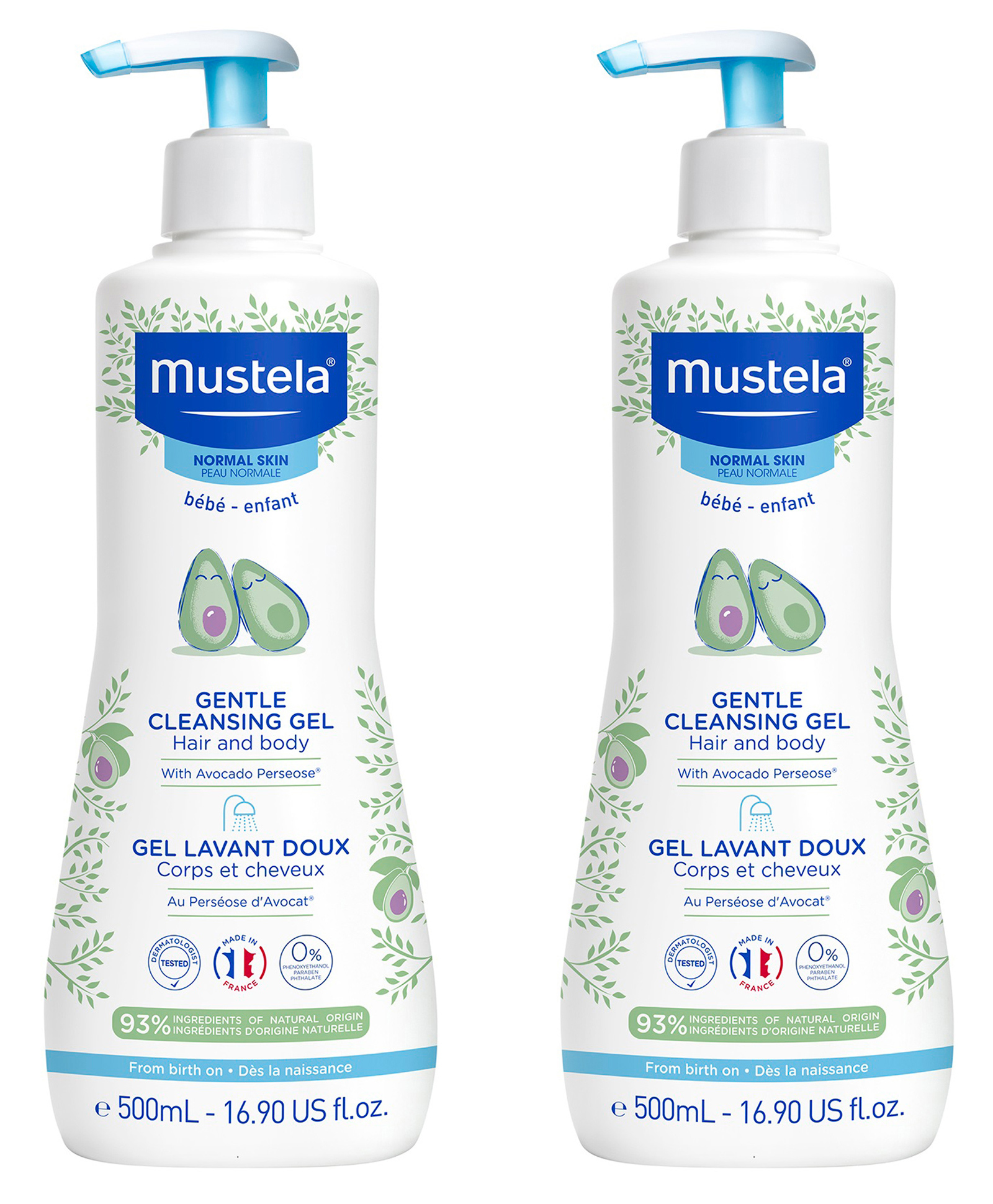 Mustela Gentle Cleansing Gel - 500 ml  - Pack  Of 2