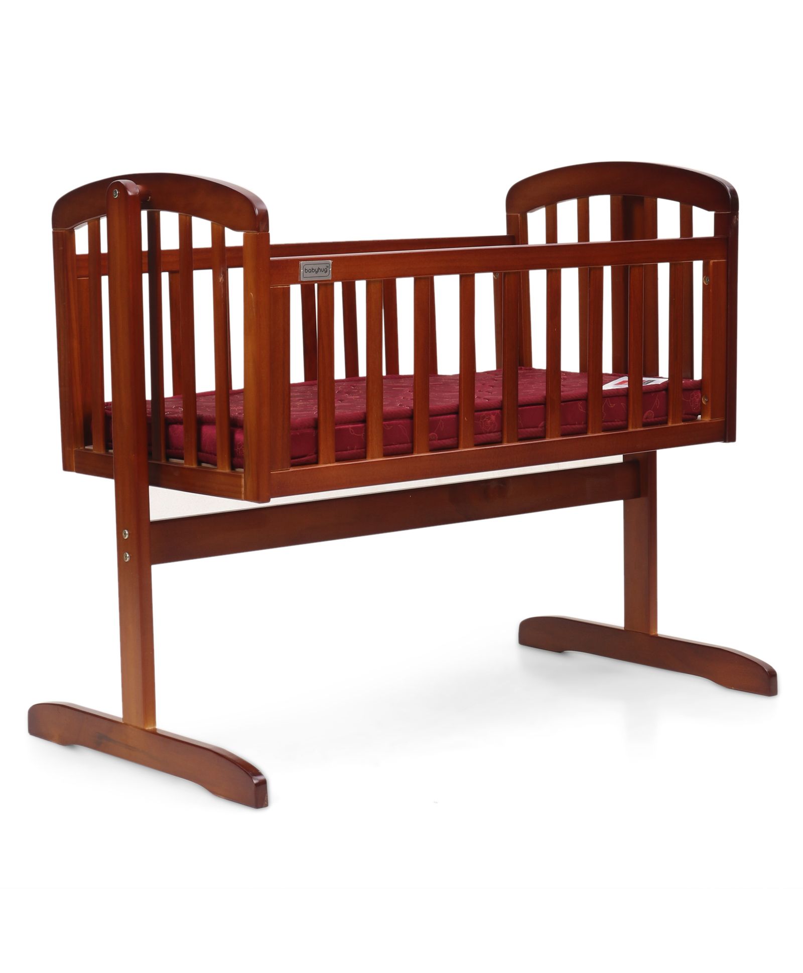 Babyhug Joy Cradle - Walnut Color & Babyhug Mattress image 1