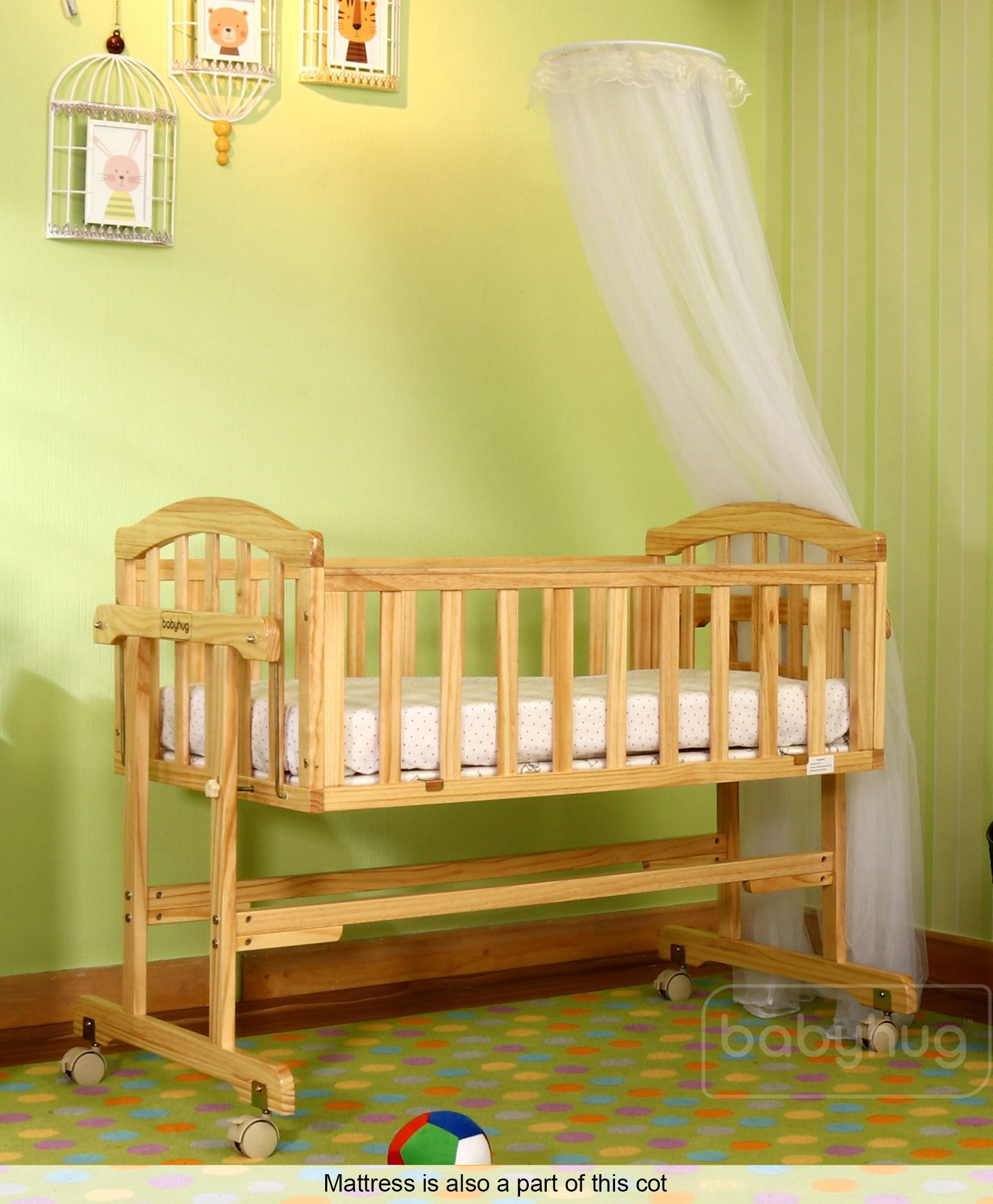 Babyhug Ionia Cradle With Mosquito Net & Mattress image 1