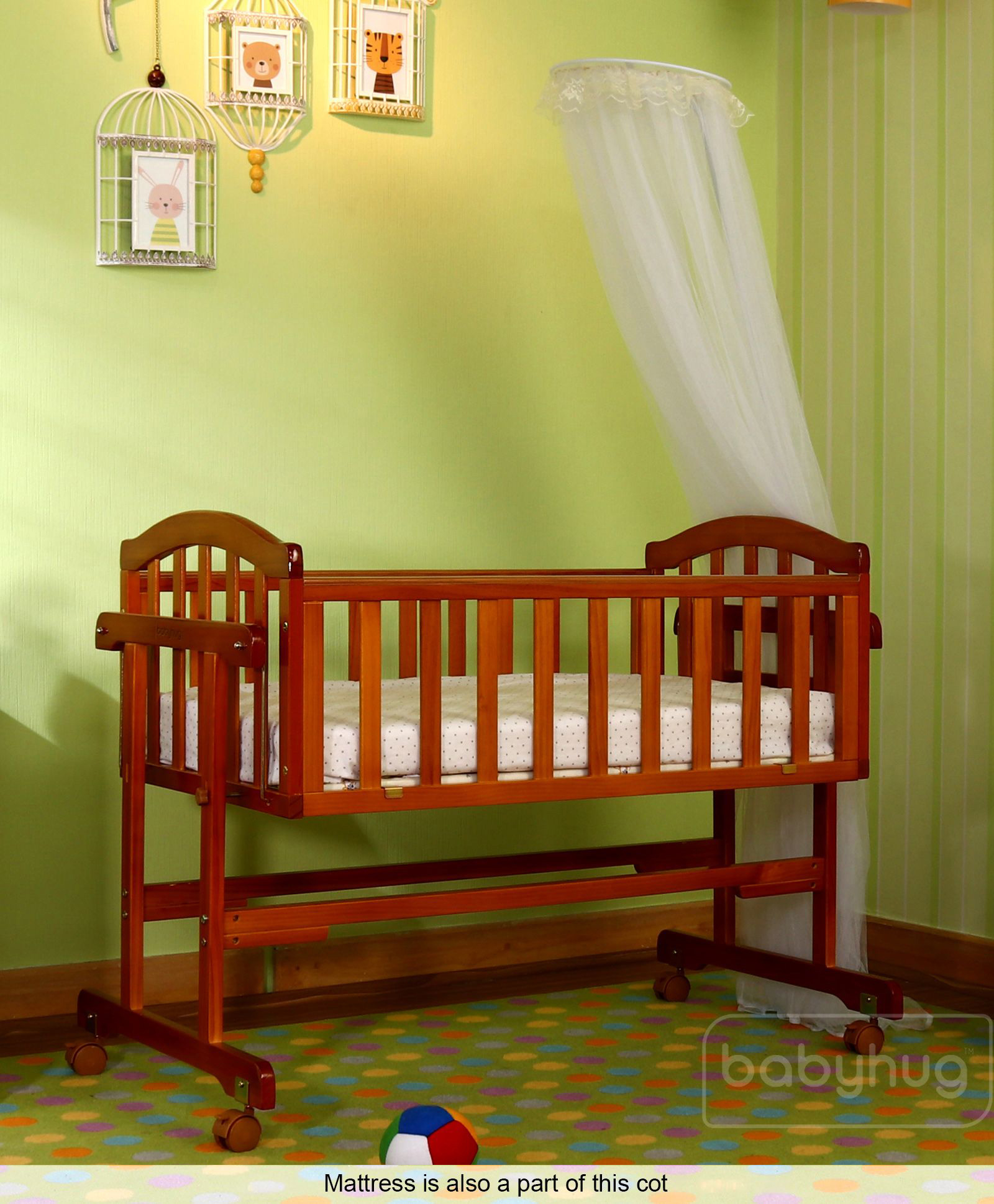 Babyhug Ionia Cradle With Mosquito Net & Mattress image 1