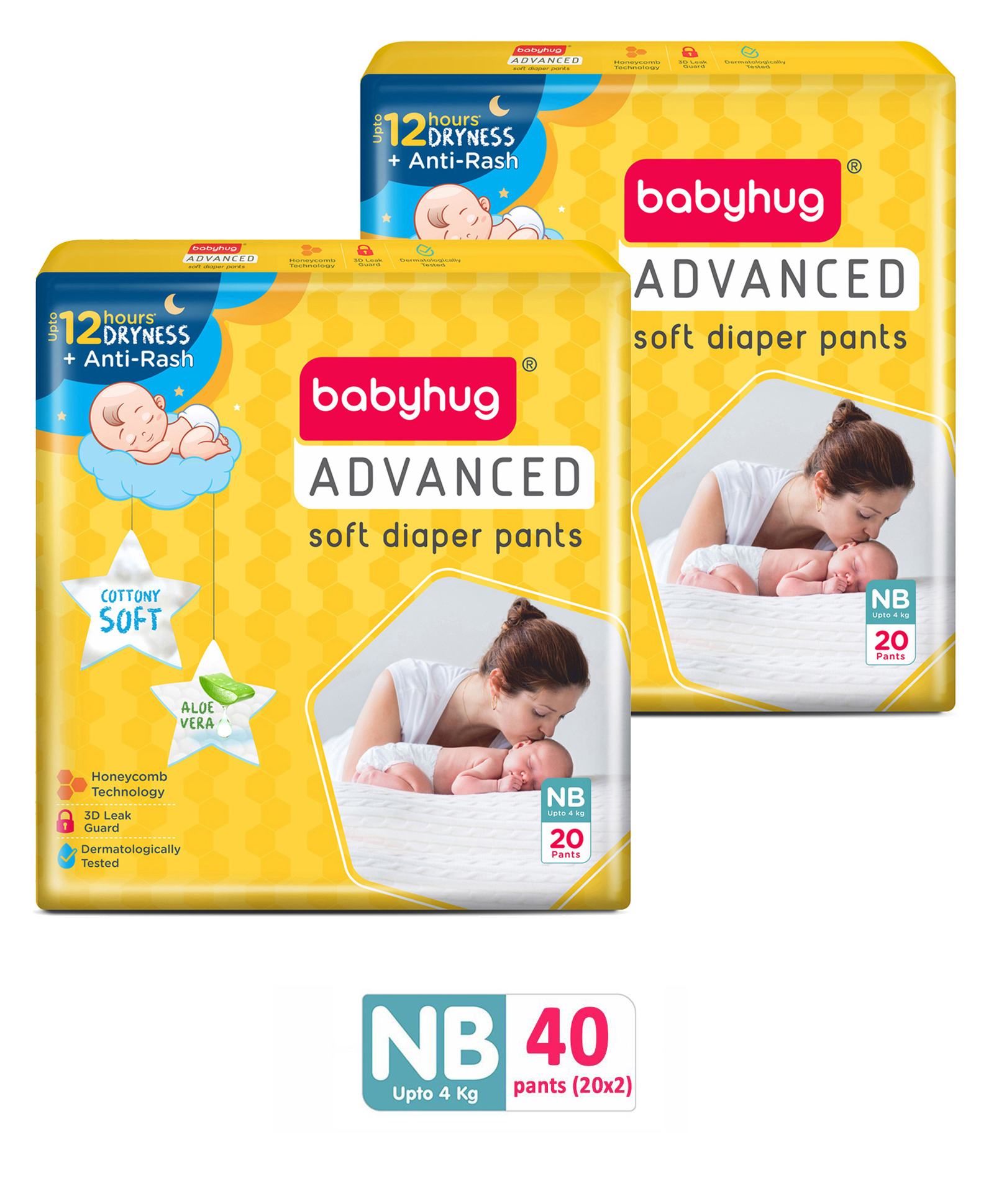 Buy Babyhug Advanced Pant Style Diapers New Born 20 Pieces Pack of 2