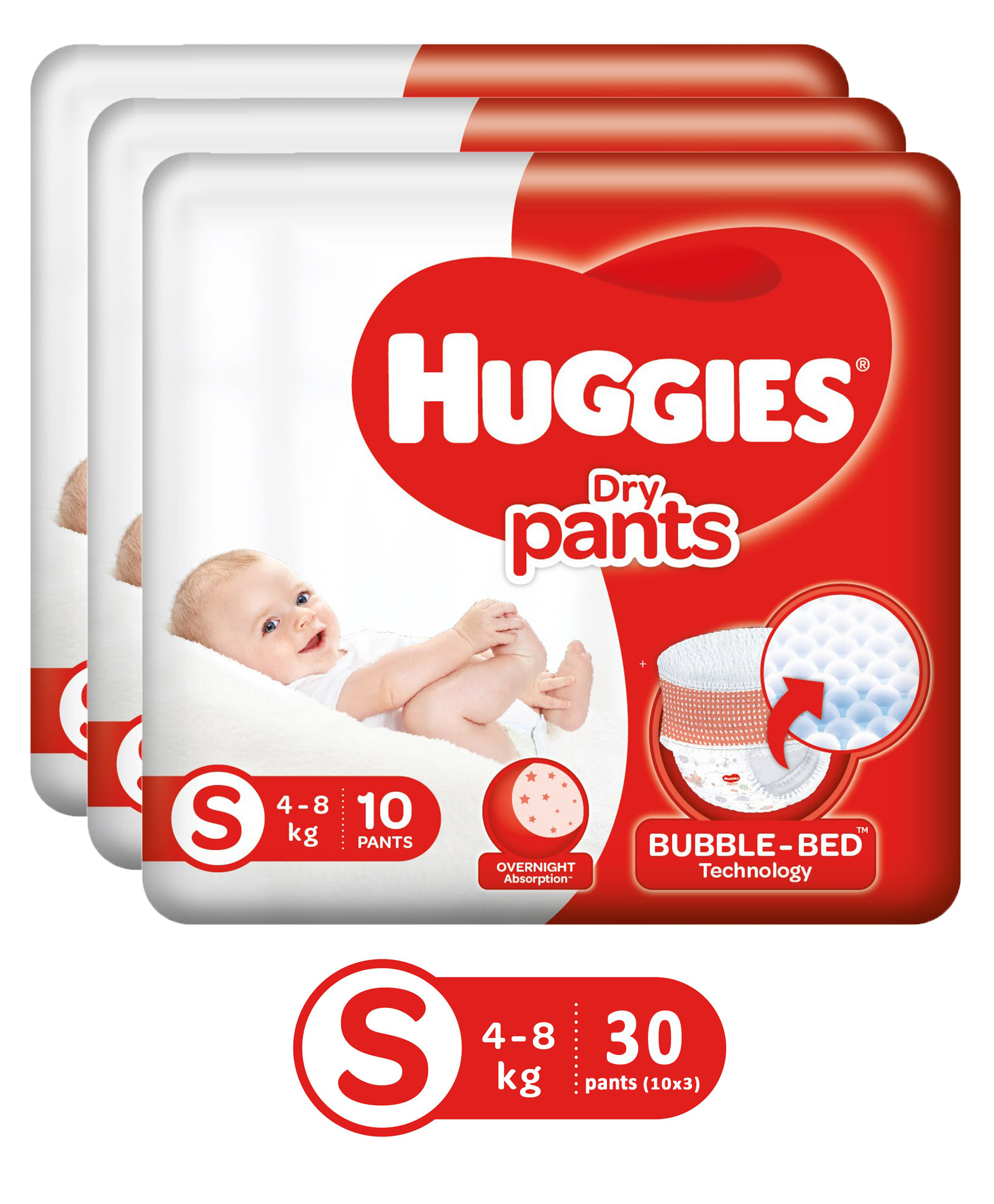 Buy Huggies Dry Pants Small Size Diapers 10 Pieces ( Pack of 3