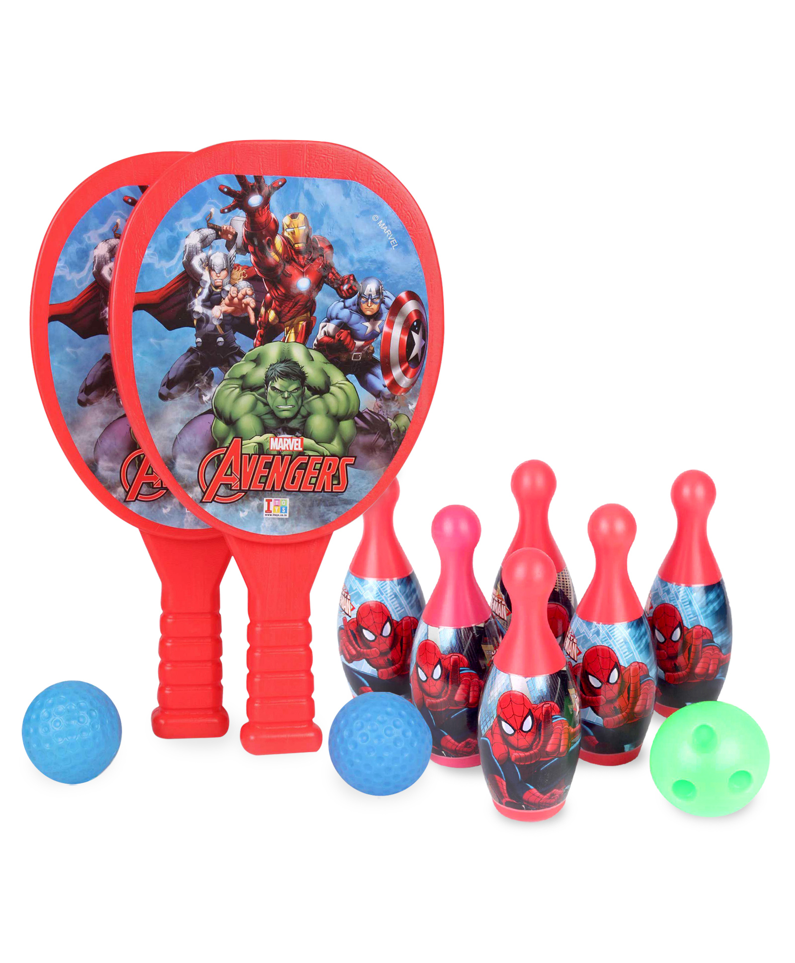 Marvel Spiderman Bowling Set (Color May Vary) & Marvel Avengers Racket Set (Color And Print May Vary) image 1
