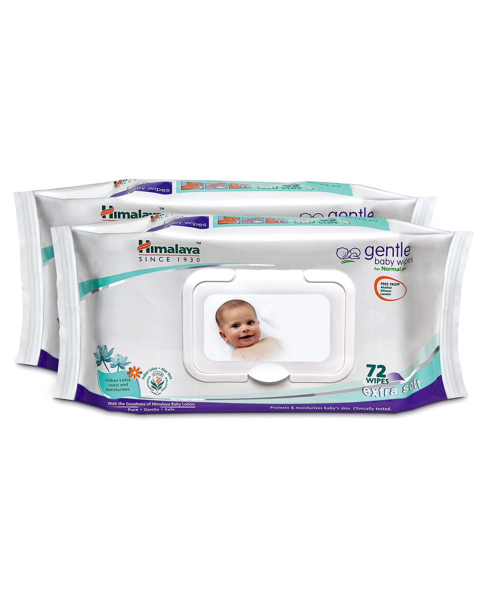 Himalaya Herbal Gentle Baby Wipes - 72 Pieces(Pack of 2)