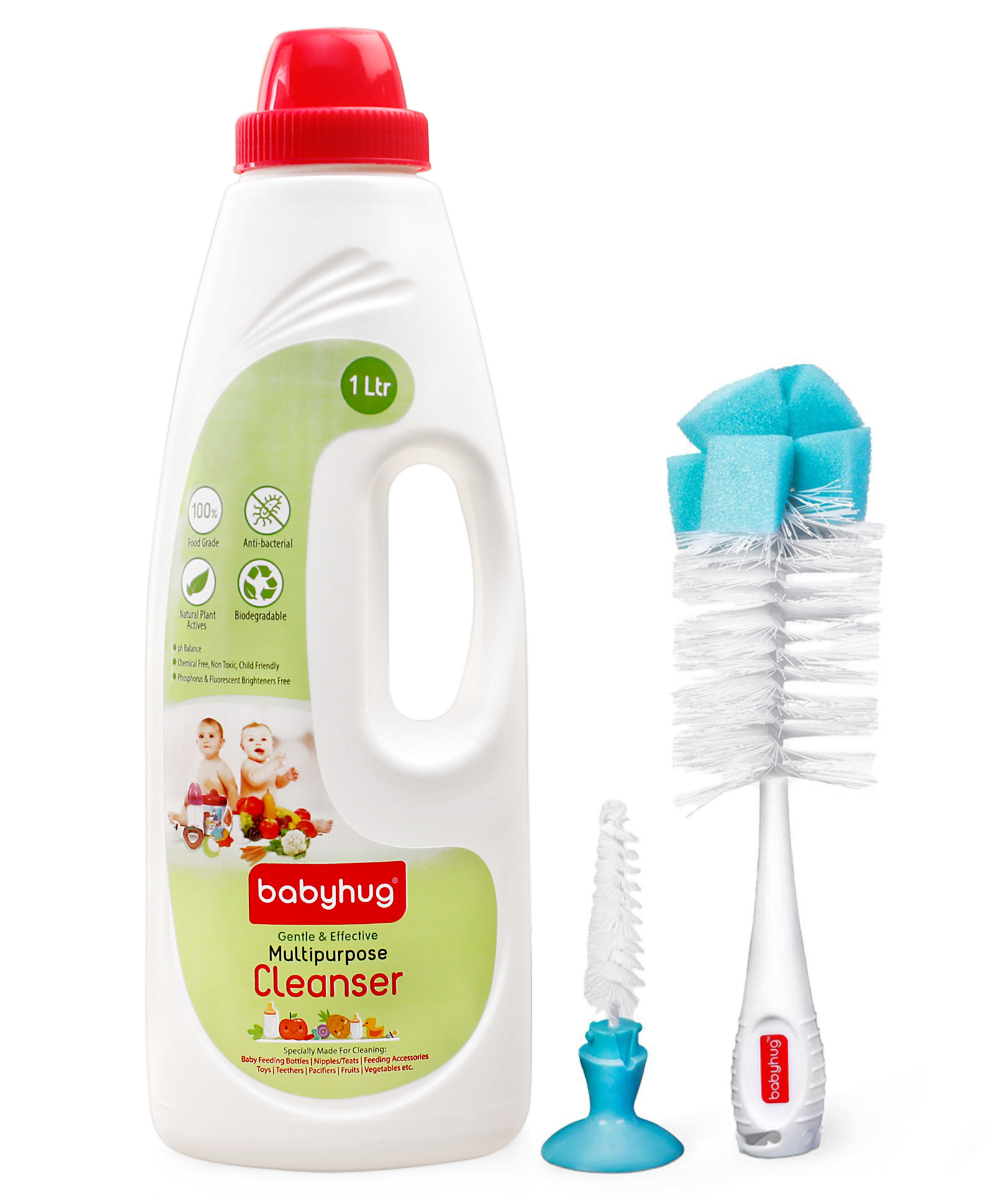 Babyhug 2 In 1 Bottle & Nipple Cleaning Brush & Liquid Cleanser - 1000 ml Combo Pack-image-42