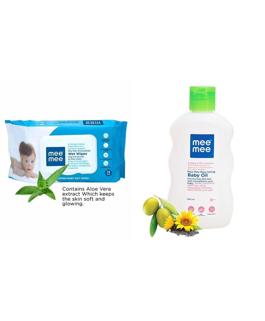 Mee Mee Nousrishing Baby Oil (200ml) with Baby Wet Wipes with Lid-72 pieces-picture-21