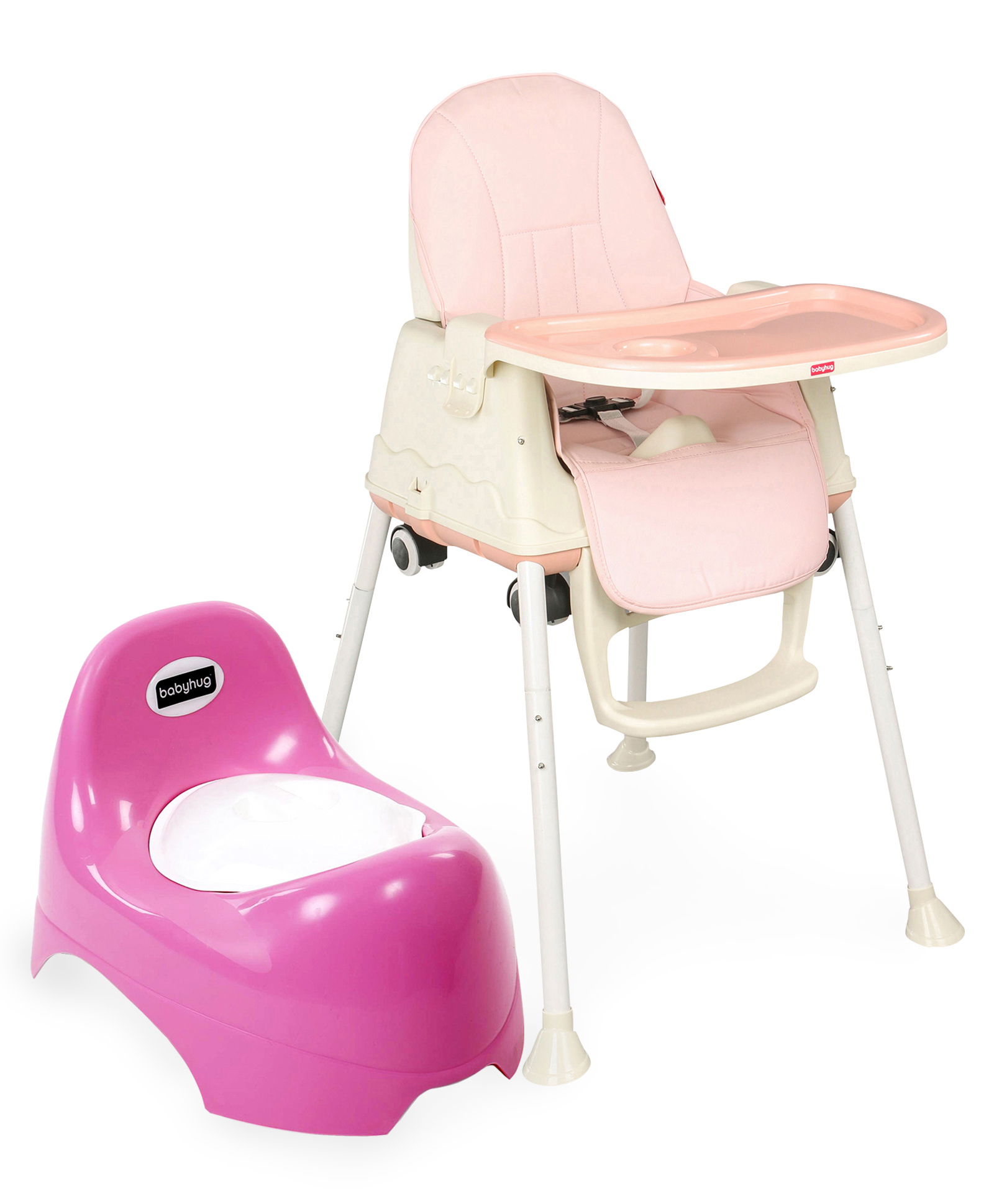 Babyhug Teeny Tiny Potty Chair With Lid  AND Babyhug 3 in 1 Comfy High Chair  (Pink)-image-24