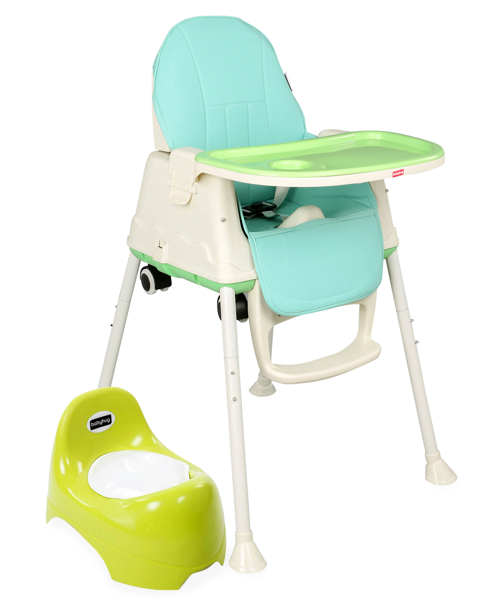 Babyhug Teeny Tiny Potty Chair With Lid  AND Babyhug 3 in 1 Comfy High Chair  (Green)-image-36