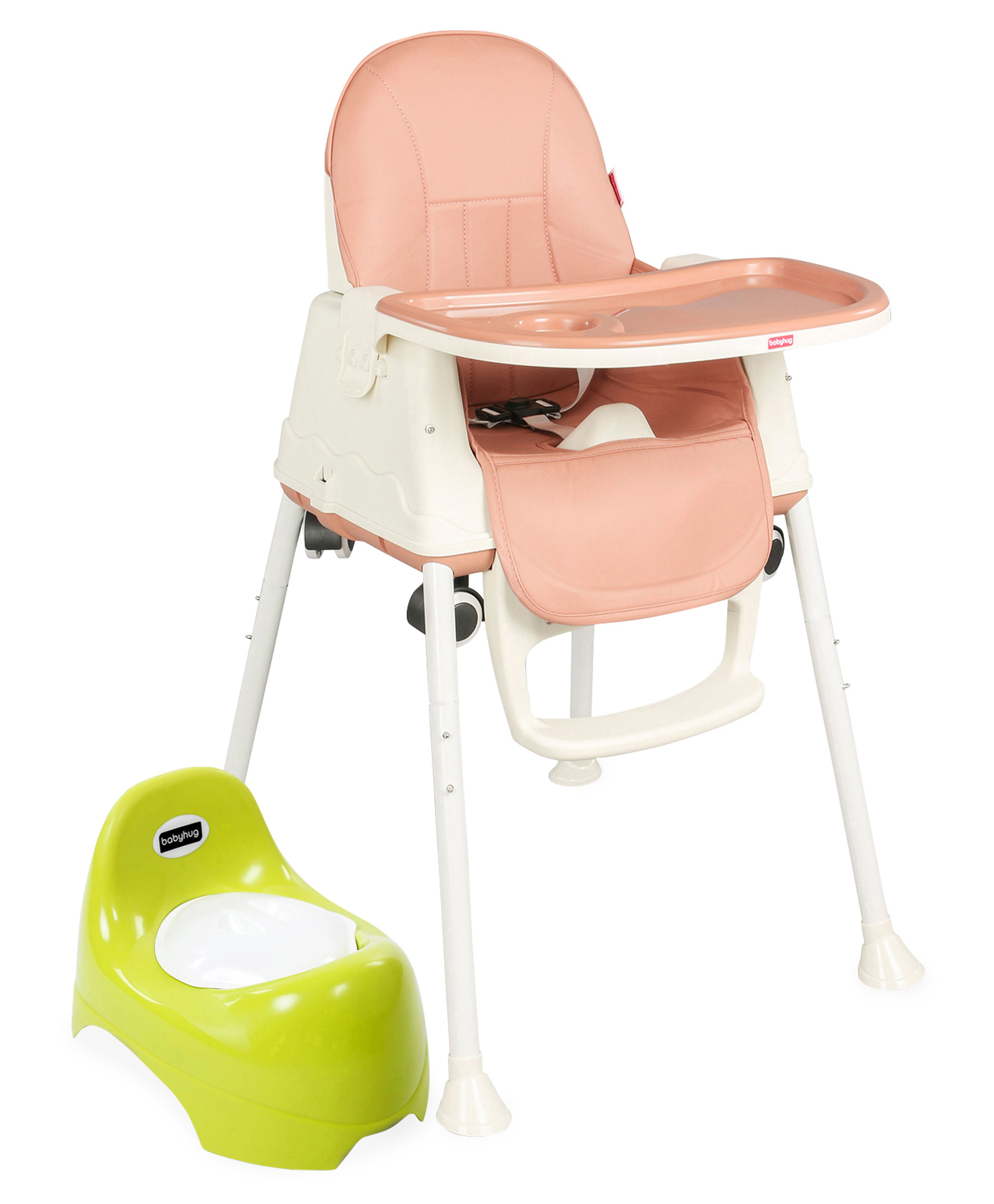 Babyhug Teeny Tiny Potty Chair With Lid - Green AND Babyhug 3 in 1 Comfy High Chair - Brown-image-33