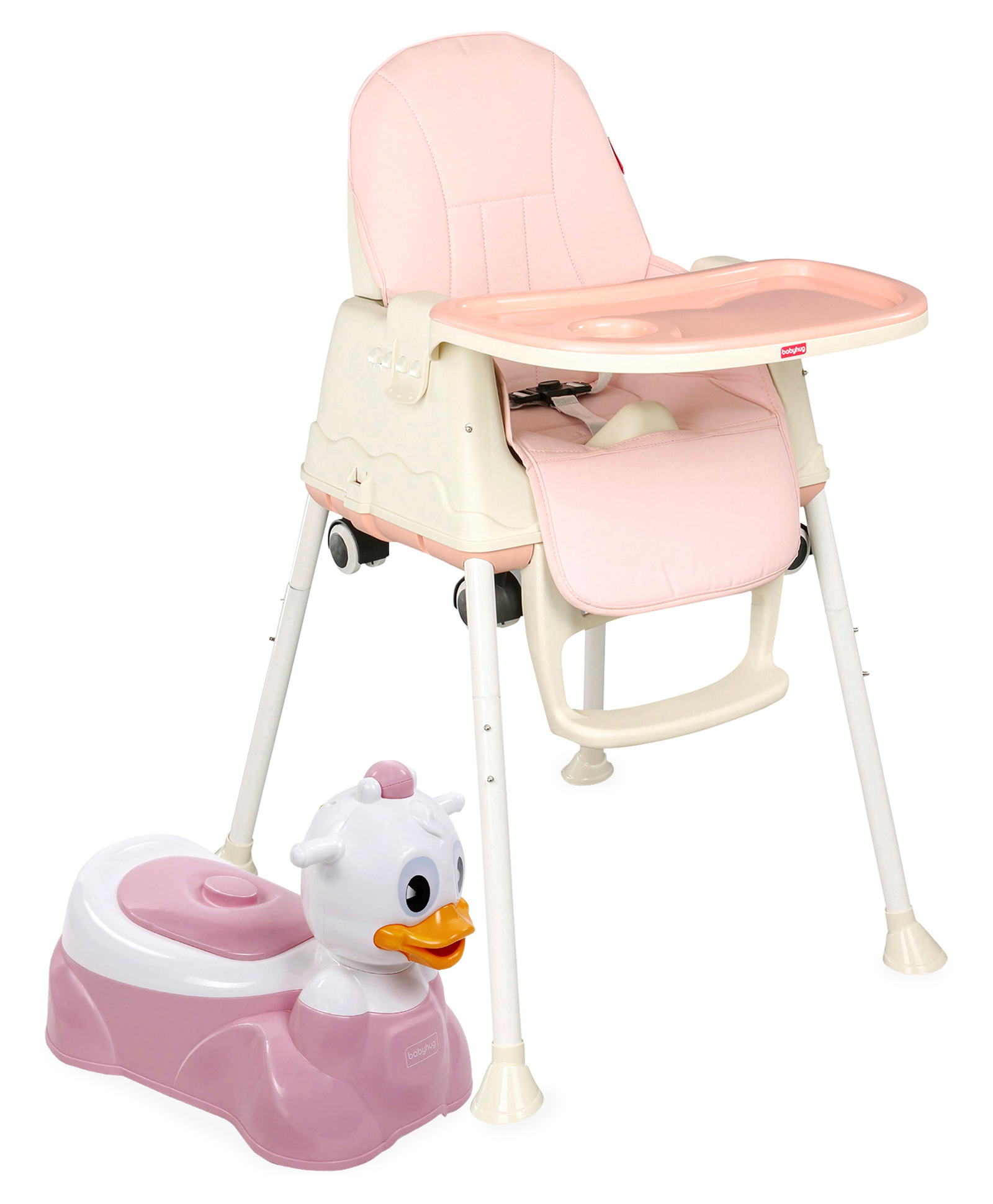 Babyhug Duckling Potty Chair AND Babyhug 3 in 1 Comfy High Chair  (Pink)-image-27