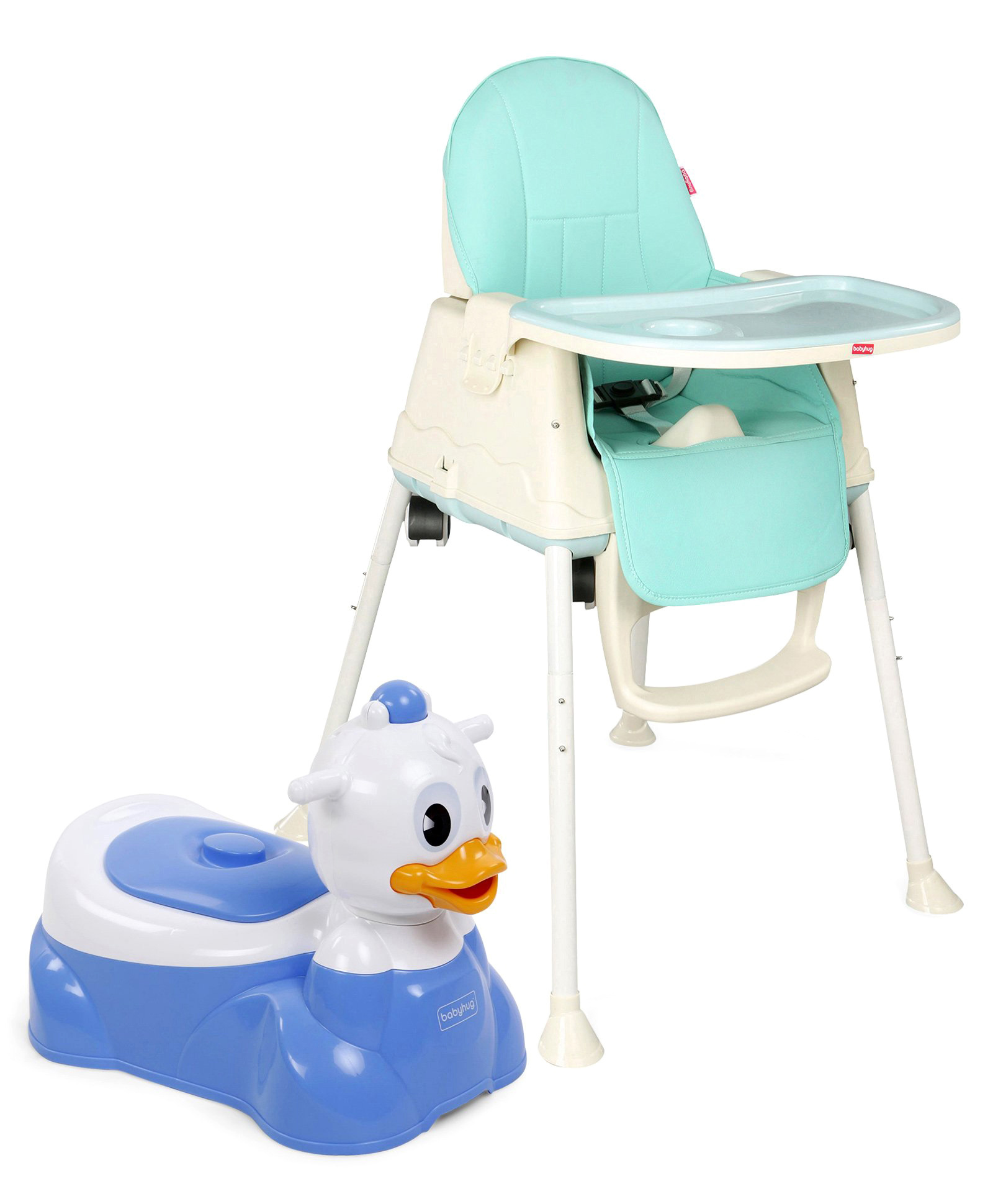 Babyhug Duckling Potty  Chair  AND Babyhug 3 in 1 Comfy High Chair  (Blue)-image-37