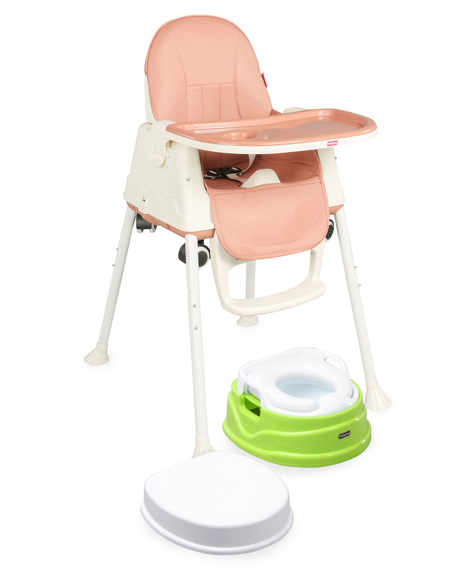 Babyhug Practico 4-in-1 Potty Chair - Green AND Babyhug 3 in 1 Comfy High Chair - Brown-image-40