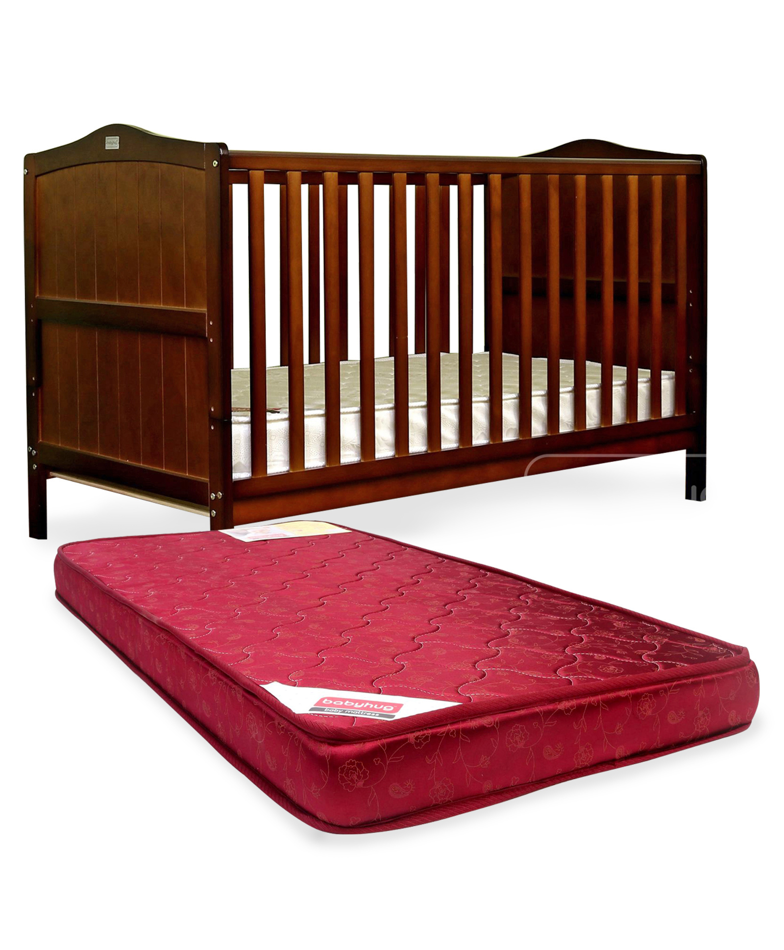 Buy Babyhug 2 in 1 Height Adjustable Merlino Wooden Cot Cum Bed