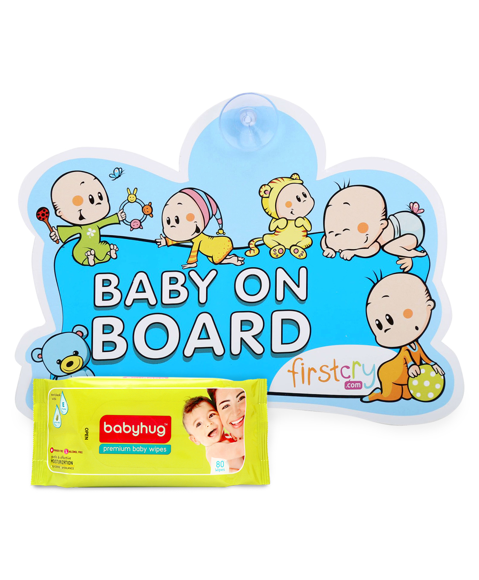 Buy Firstcry Baby On Board Sign Blue AND Babyhug Premium Baby Wipes