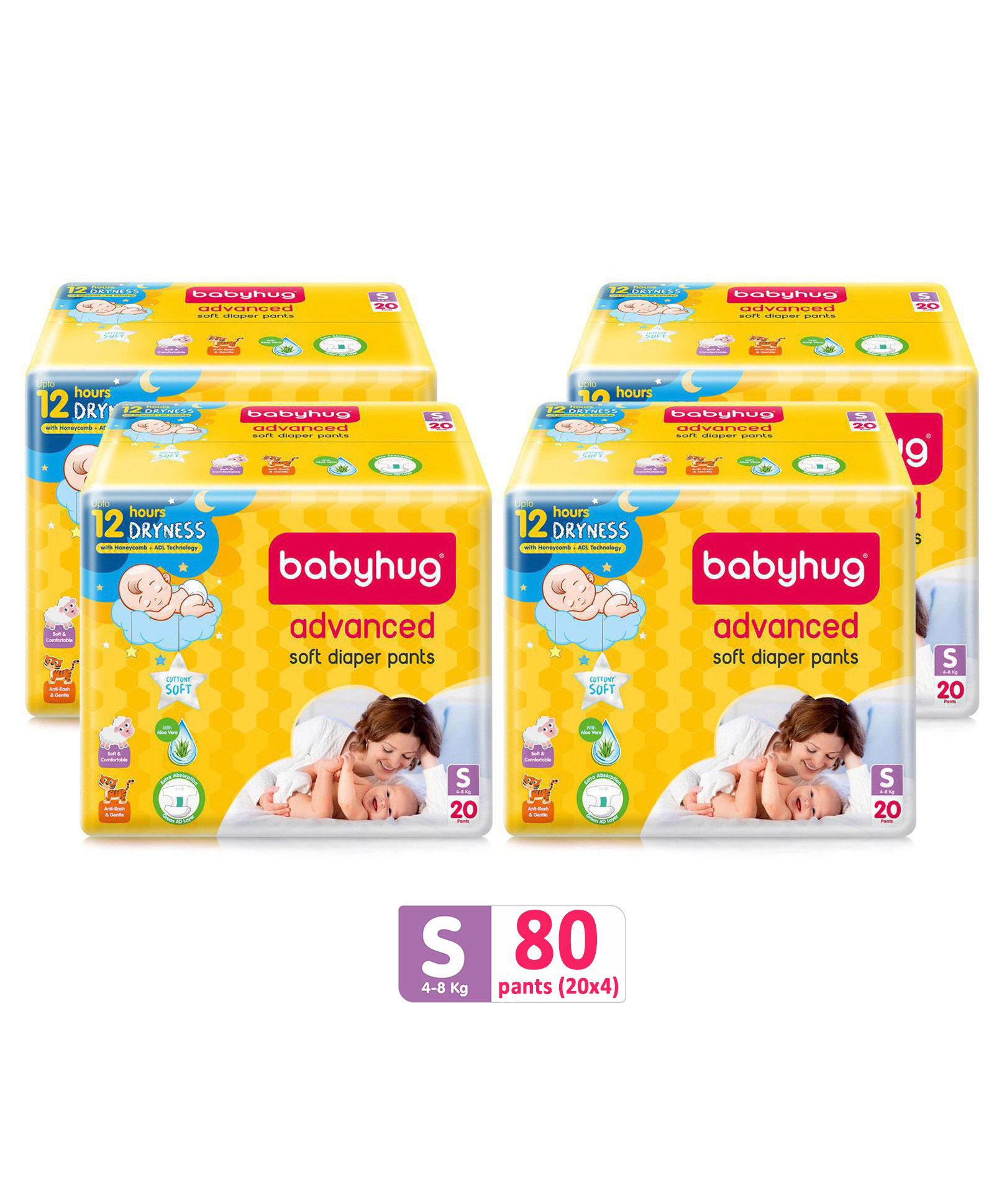 Buy Babyhug advanced Pant Style Diapers Small 20 Pieces (Pack of 4