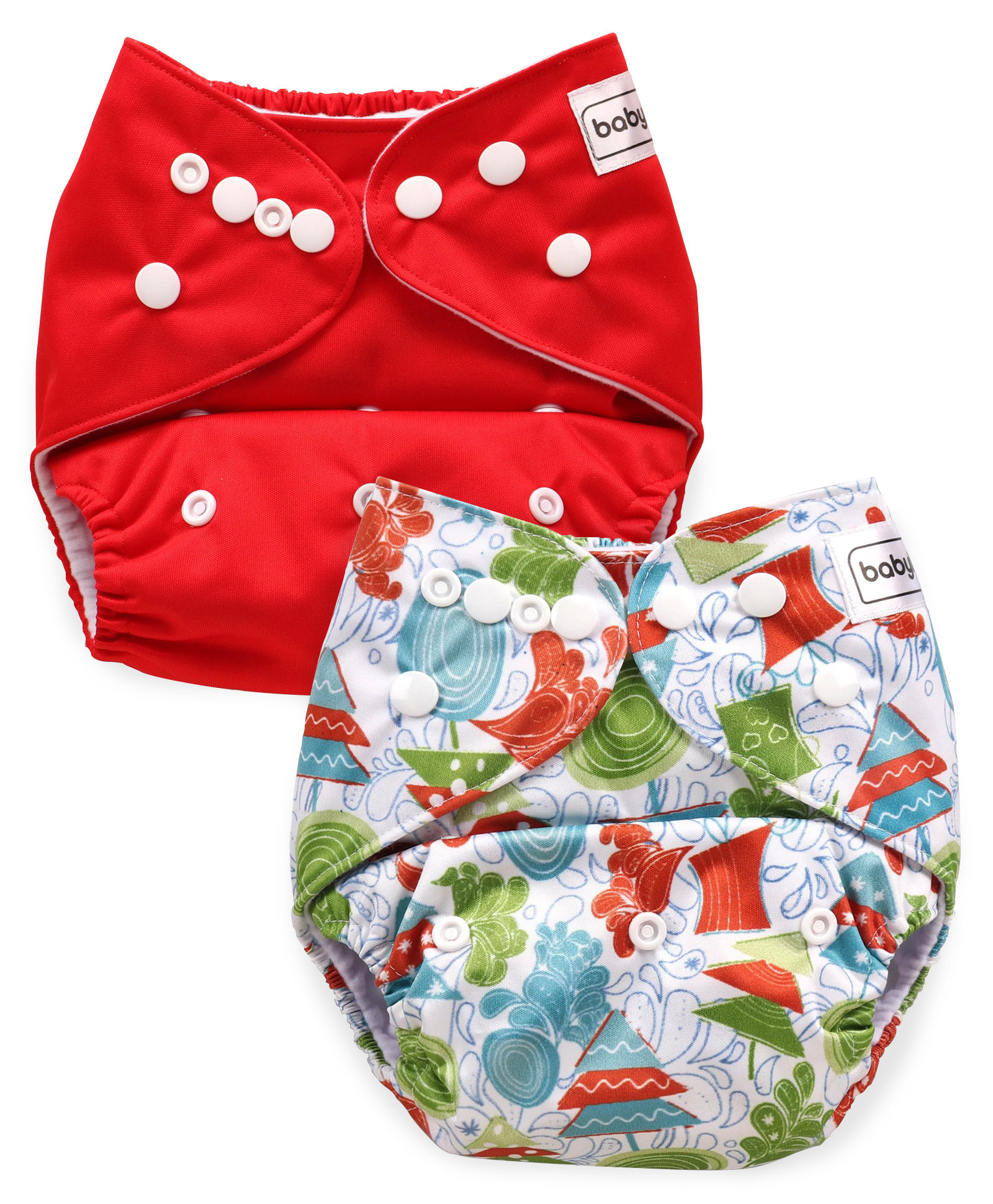 Babyhug Free Size Reusable Cloth Diaper With Insert Leaves Print - White & Babyhug Free Size Reusable Cloth Diaper With Insert - Red-image-41