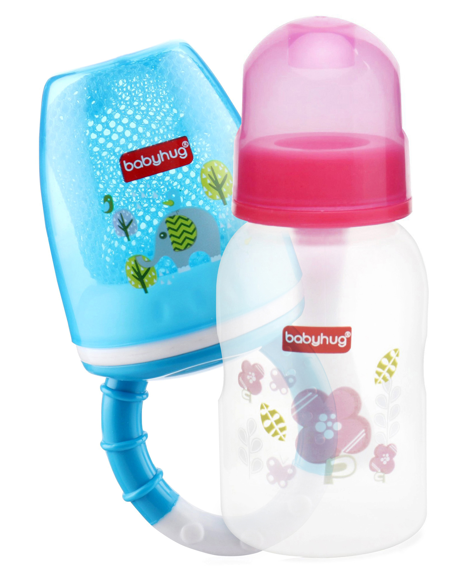 Babyhug Cereal Feeder With Spoon Pink - 150 ml & Fruit And Food Nibbler - Blue Combo Pack-picture-11