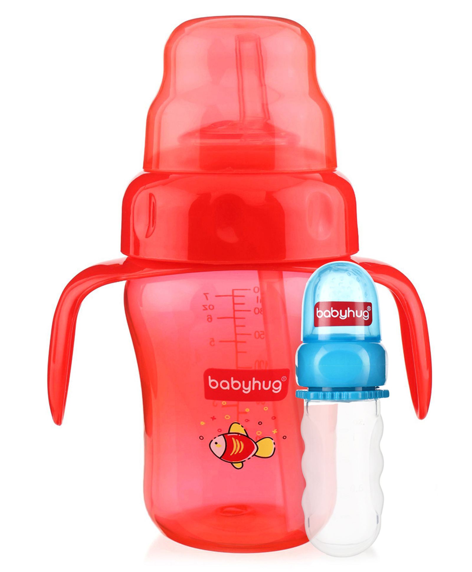 Babyhug Easy Squeezy Cereal Feeder Blue - 30 ml & Twin handle Sipper Cup Red - 210 ml Combo Pack-image-35