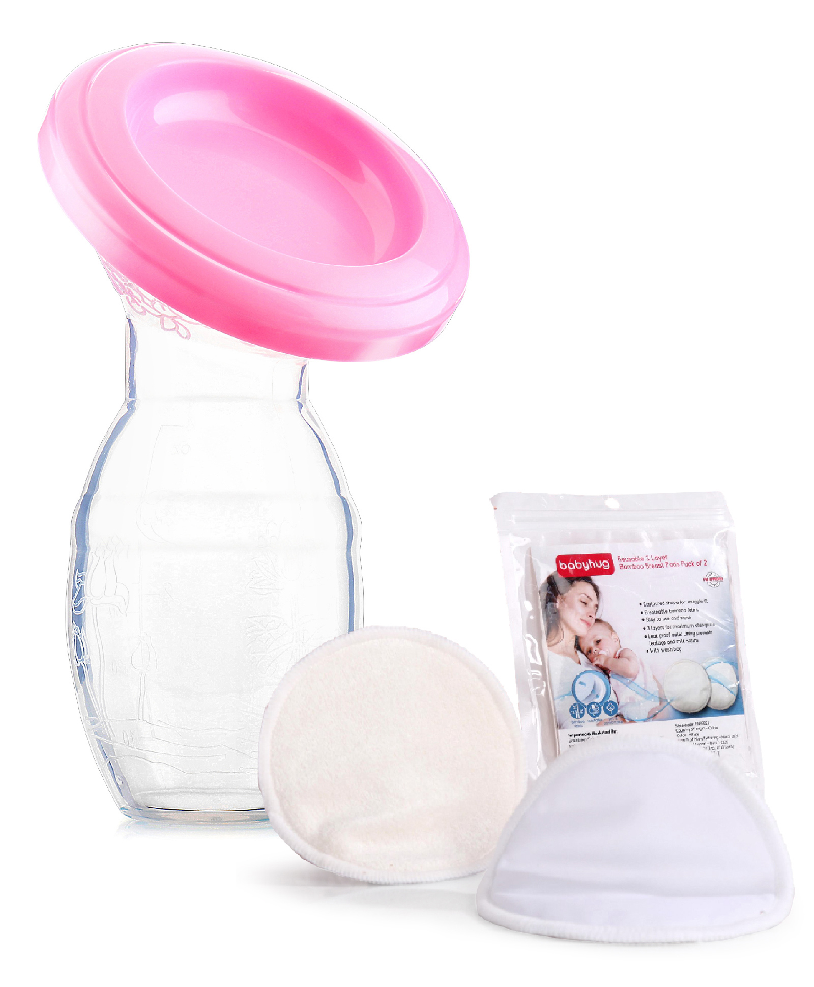 Babyhug Premium Silicone Manual Breast Pump - Pink With 2 Reusable Breast Pads-image-45