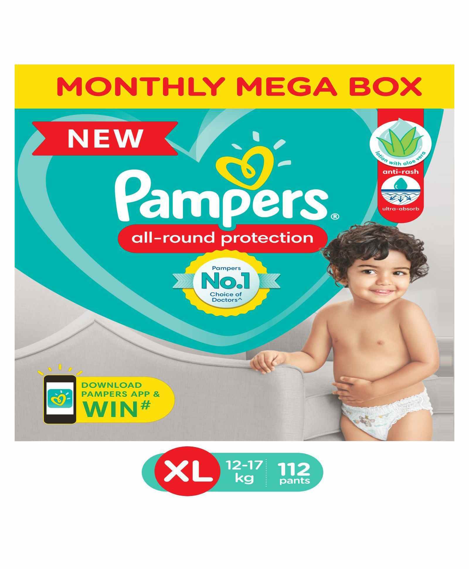 Buy Pampers Pant Style XL Size Diapers Monthly Box Pack 112 Pieces