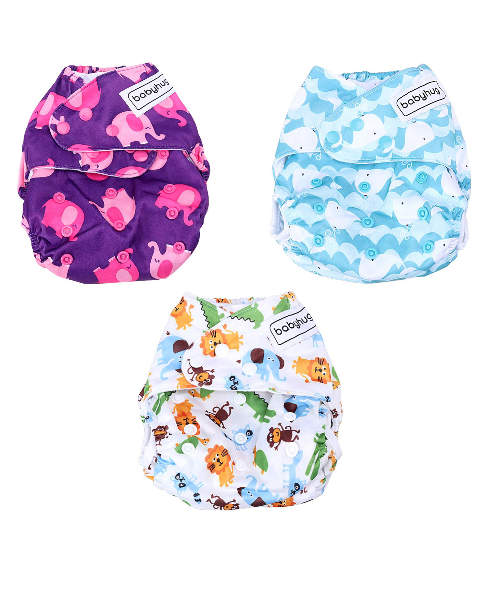Babyhug Free Size Reusable Cloth Diaper With Inserts (Pack of 3)-image-14