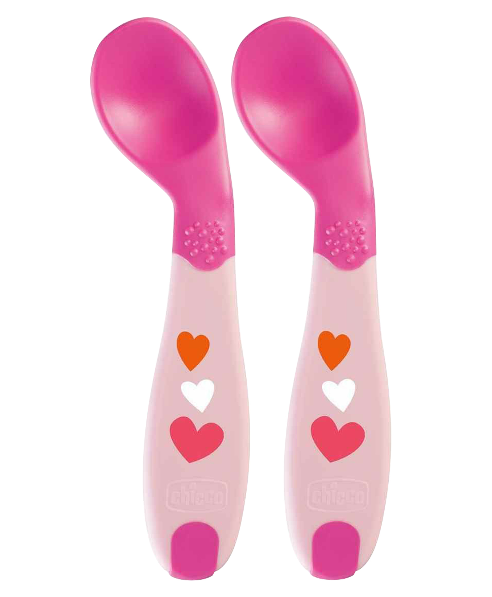 Chicco First Spoon Hearts Print - Pink (Pack Of 2)