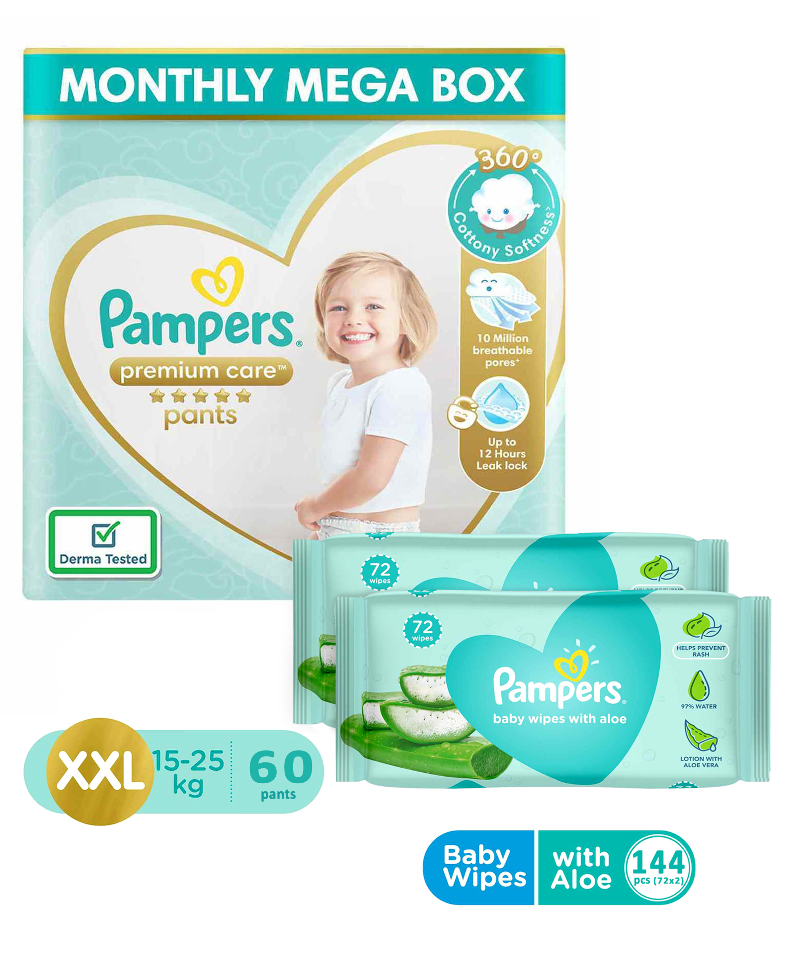 Buy Pampers Premium Care Pant Style Diapers XXL Size Monthly Pack 60
