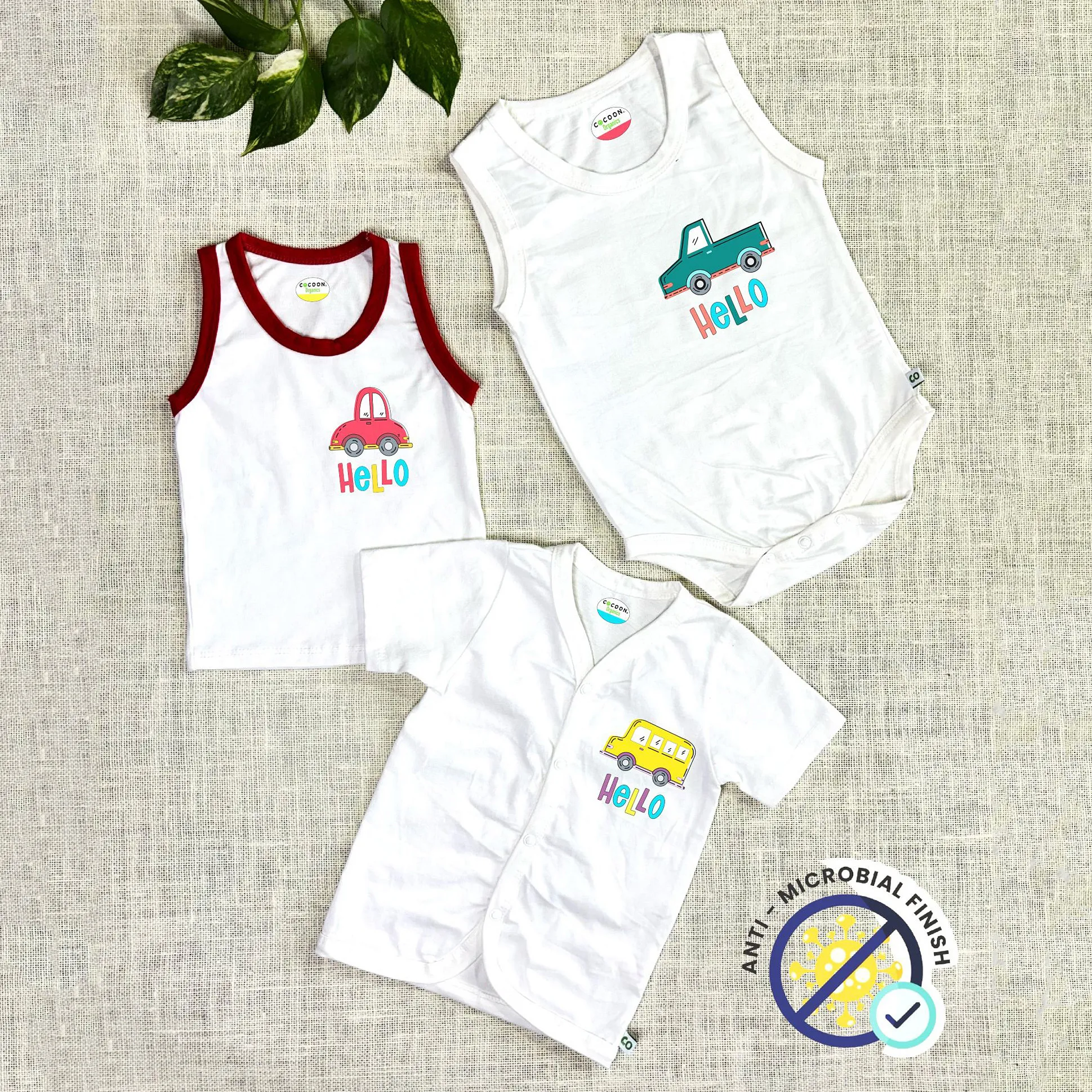 FirstCry Pure Cotton Jhabla Set Pack of 3