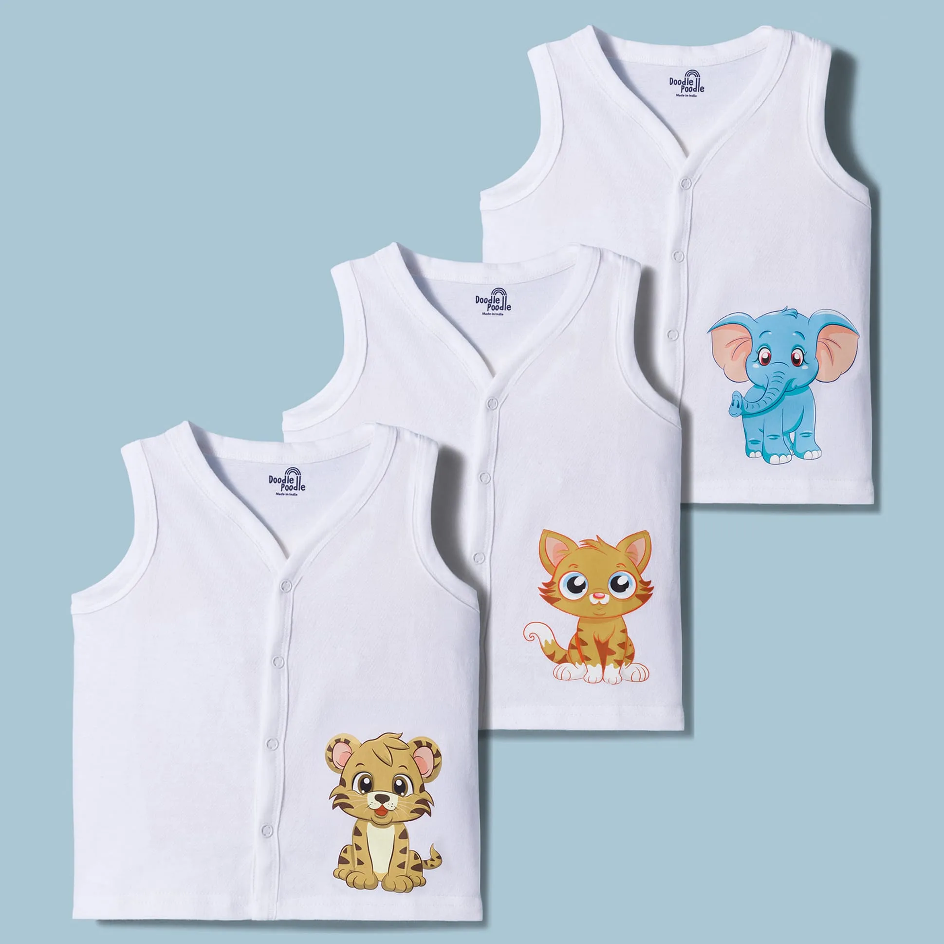 Buy Doodle Poodle 100% Cotton Knit Sleeveless Jhablas with Animal