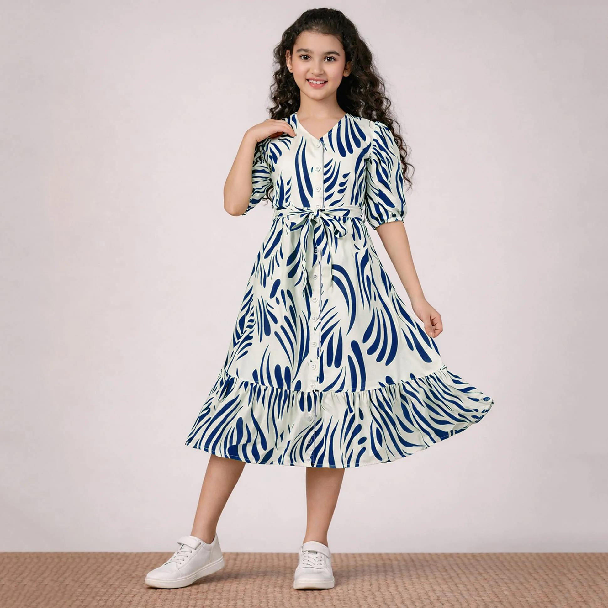 Buy Fashion Dream Rayon Woven Three Fourth Sleeves Abstract Printed Dress -  Blue for Girls (13-14Years) Online in India, Shop at FirstCry.com - 22581276