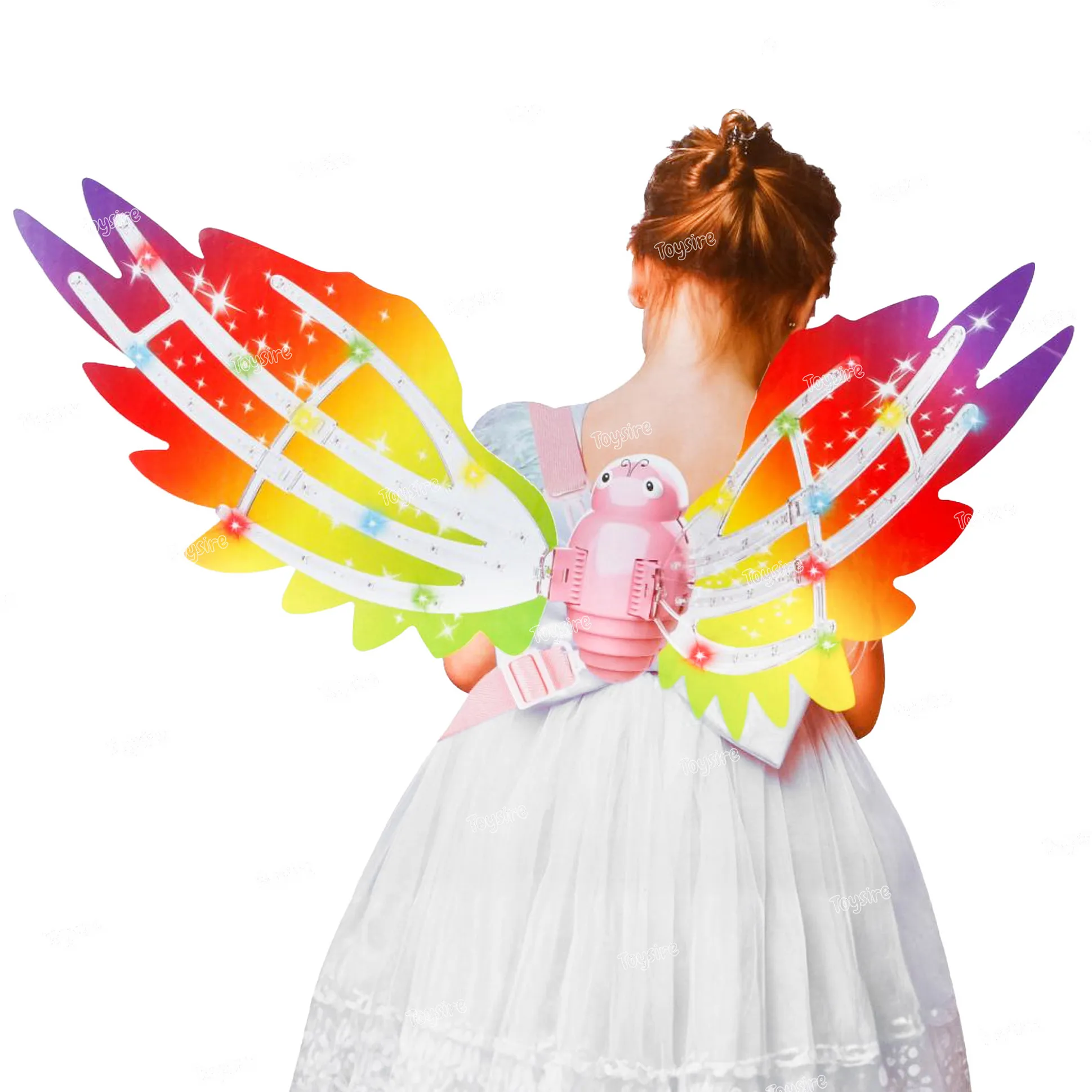 sachin and babi light blue dress Girls Rainbow Unicorn Dress with Fairy Wings - 7-8 Years