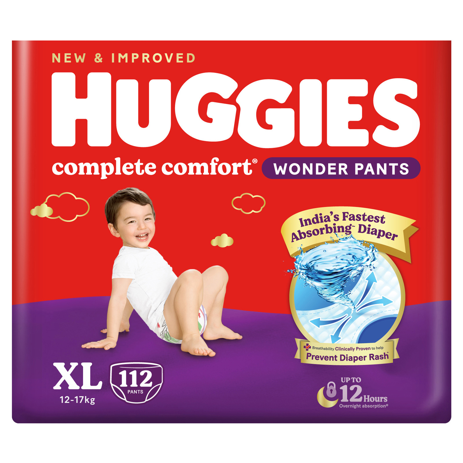 Huggies Complete Comfort Wonder Pants, India's Fastest Absorbing Diaper | XL Size, 112 Diapers Online in India, Buy at Best Price from FirstCry.com - 2855491