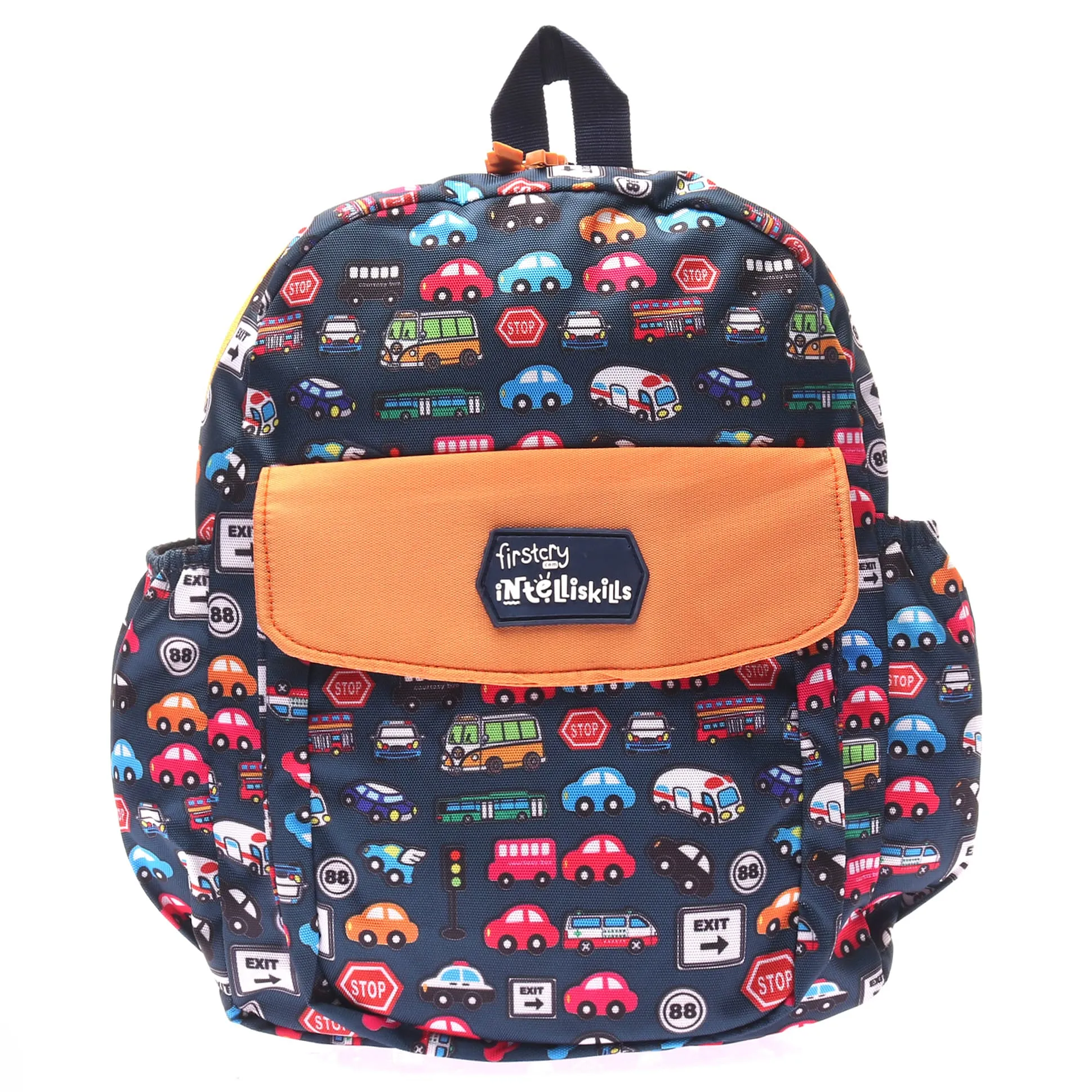 Intelliskills 13 Inches Crazy Cars Backpack for Kids | Premium