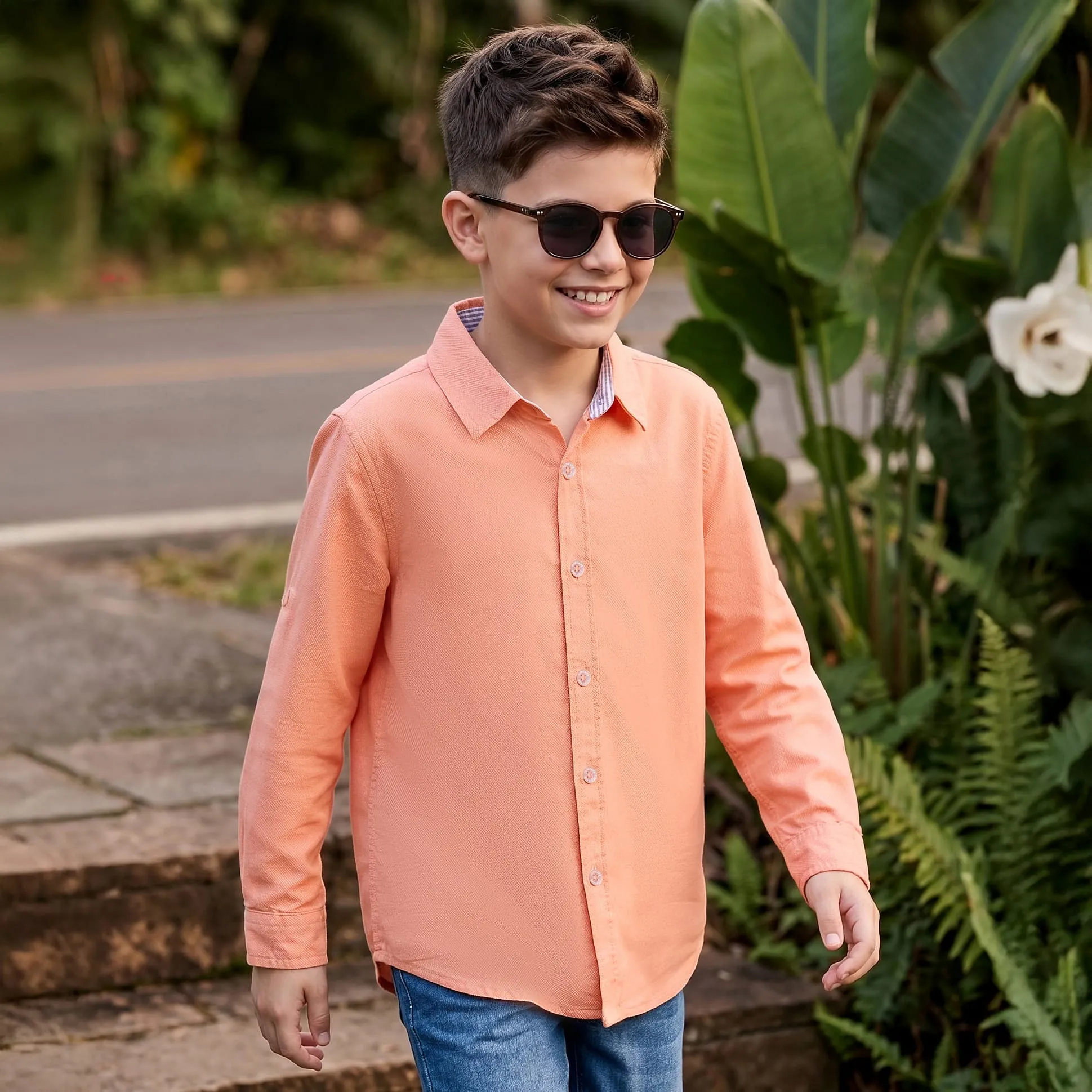 Buy Kookie Kids Cotton Woven Full Sleeves Solid Color Oxford Shirt