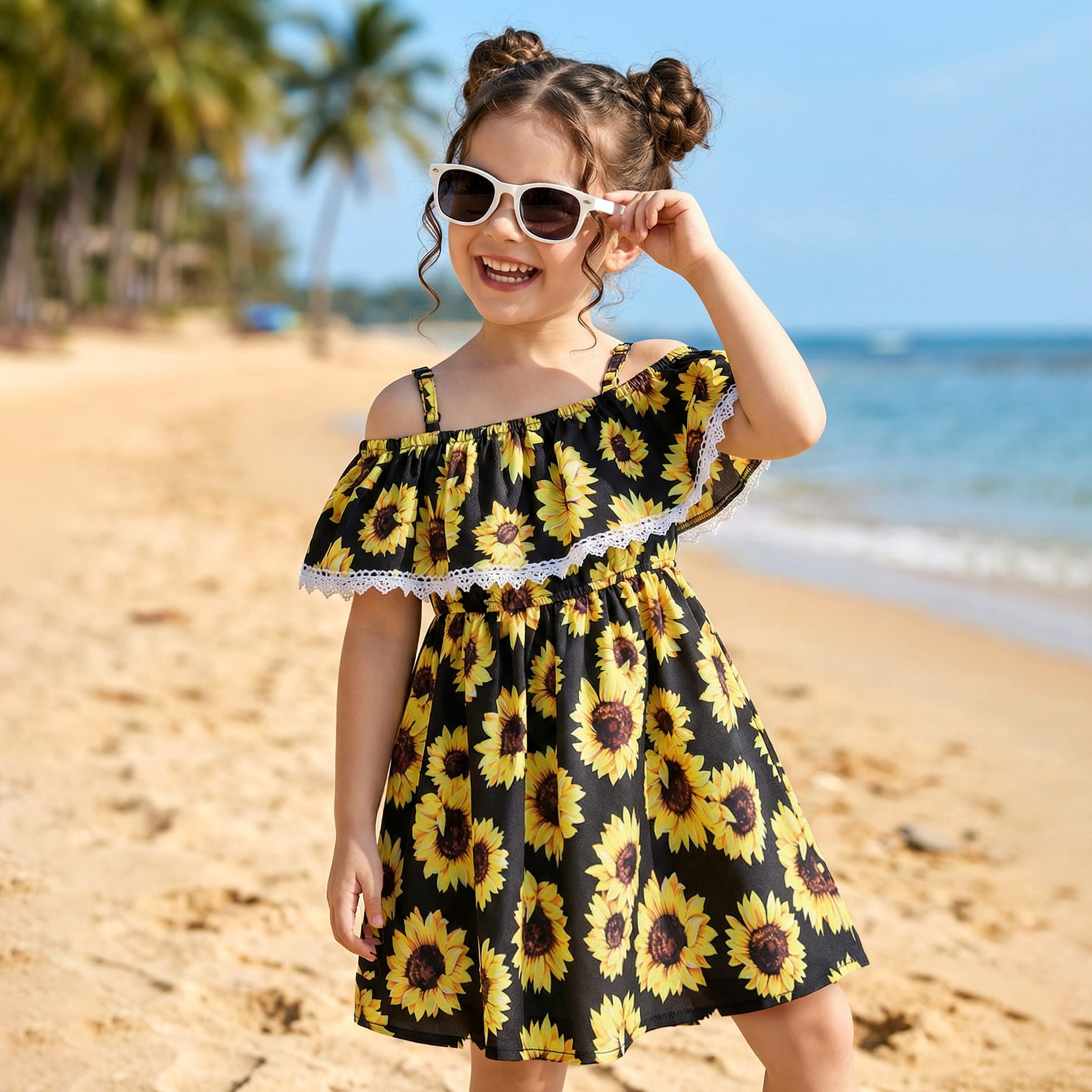 Sunflower Print Yellow And Black Print Dress Ppsnabha Sunflower Outfits For Women Womens Dresses Black Dress With Sunflower  Print Sunflower Print 3d