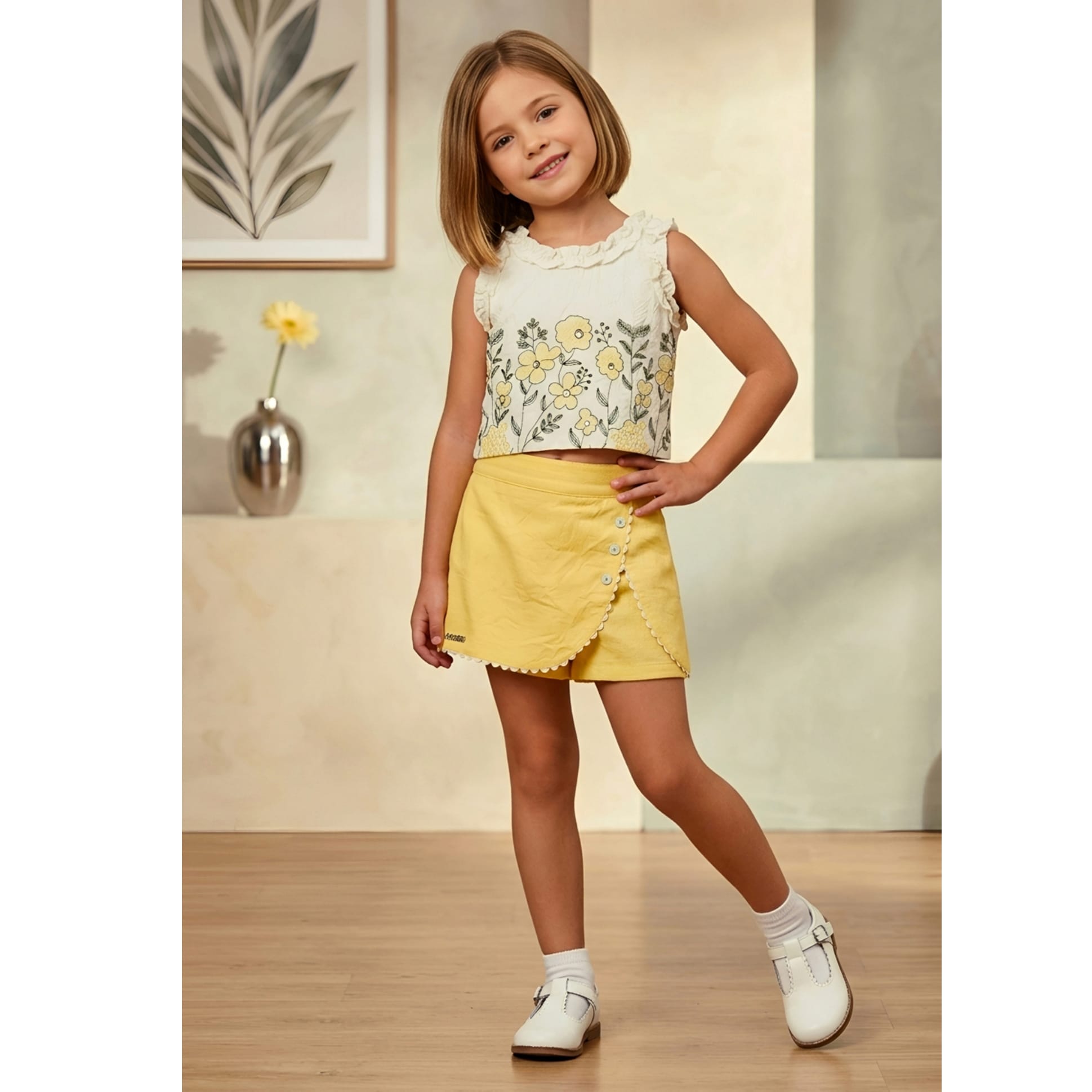 Buy Lei-Chie Cotton Blend Woven Floral Embroidered Sleeveless Top