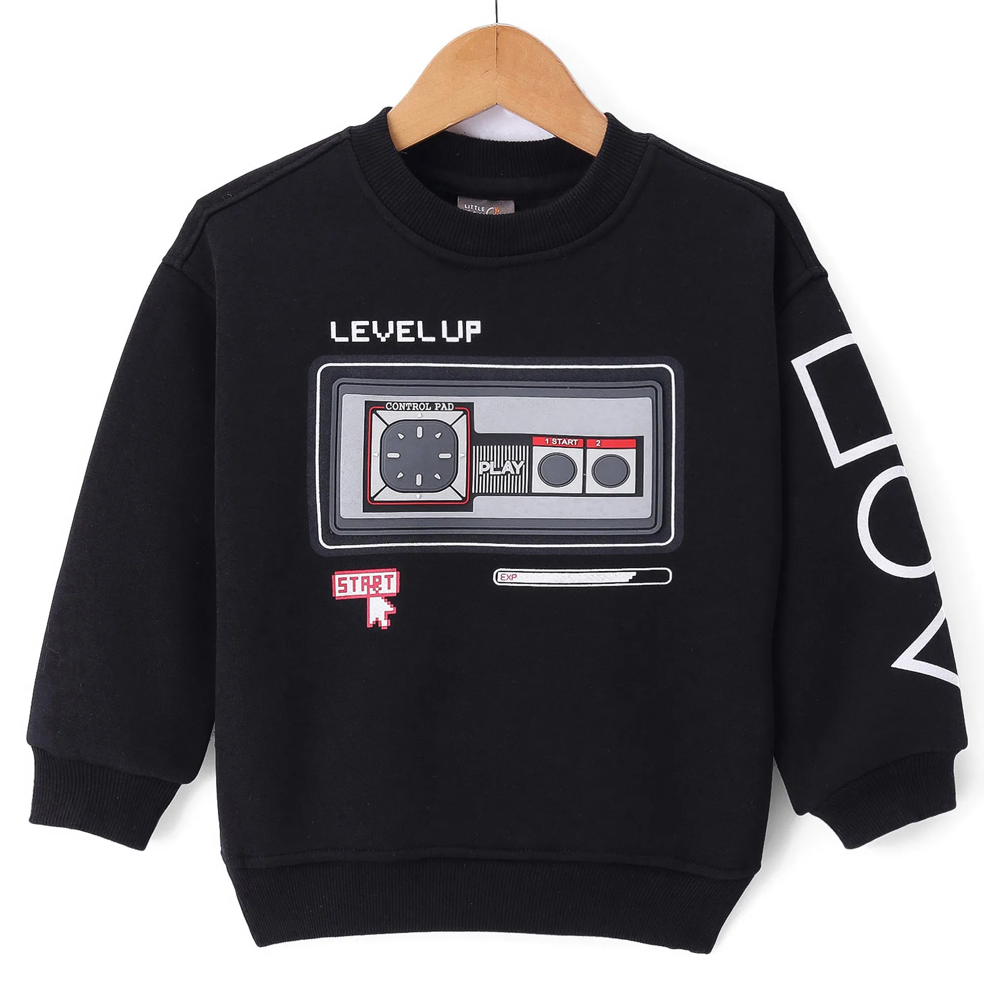 Buy Little Kangaroos Cotton Knit Full Sleeves Radio Print - Black