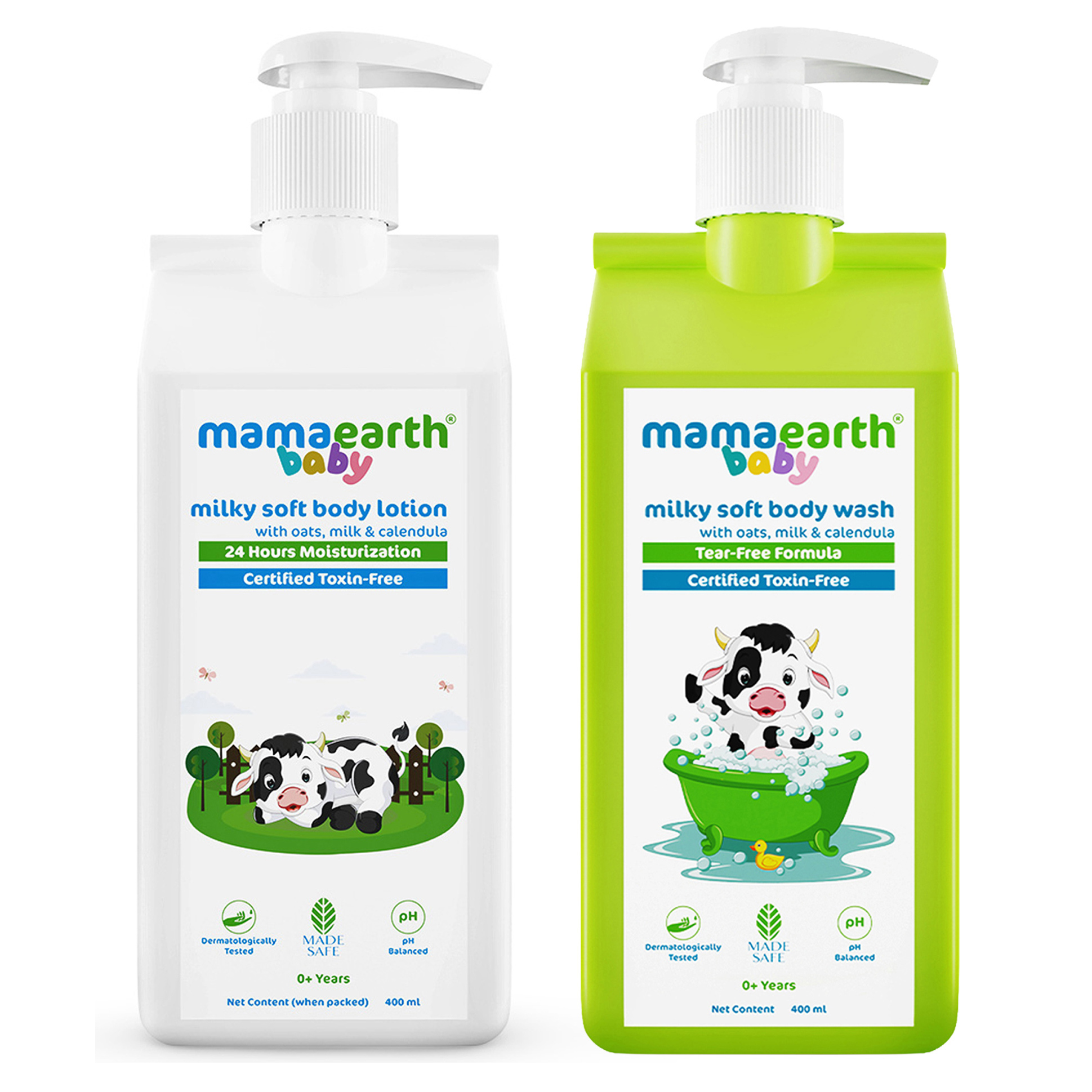 Buy Mama Earth Baby Milky Soft Body Wash & Body Lotion - 400 ml each Online at FirstCry.com