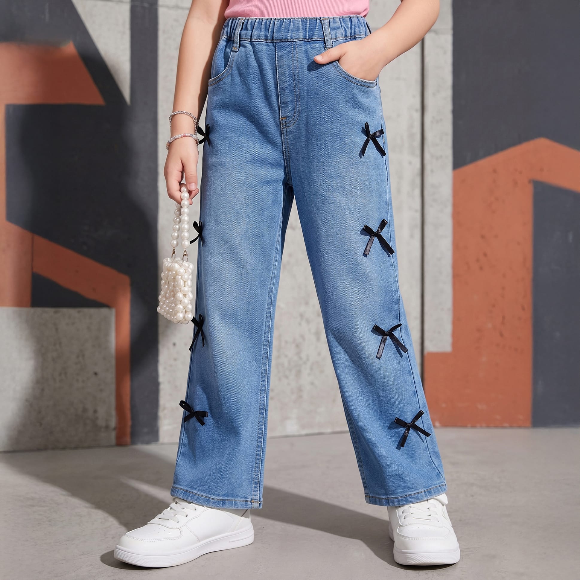 【andmary 】Ribbon denim allinone S Buy Mark & Mia Cotton Lycra Full Length Denim Jeans with Ribbon